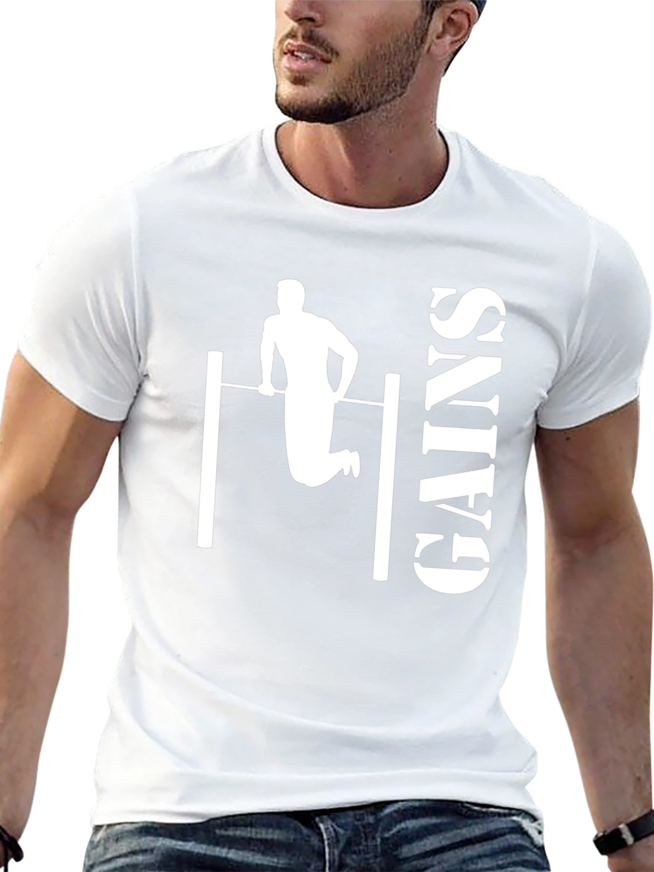Gains Workout T-Shirt - Black Graphic Print