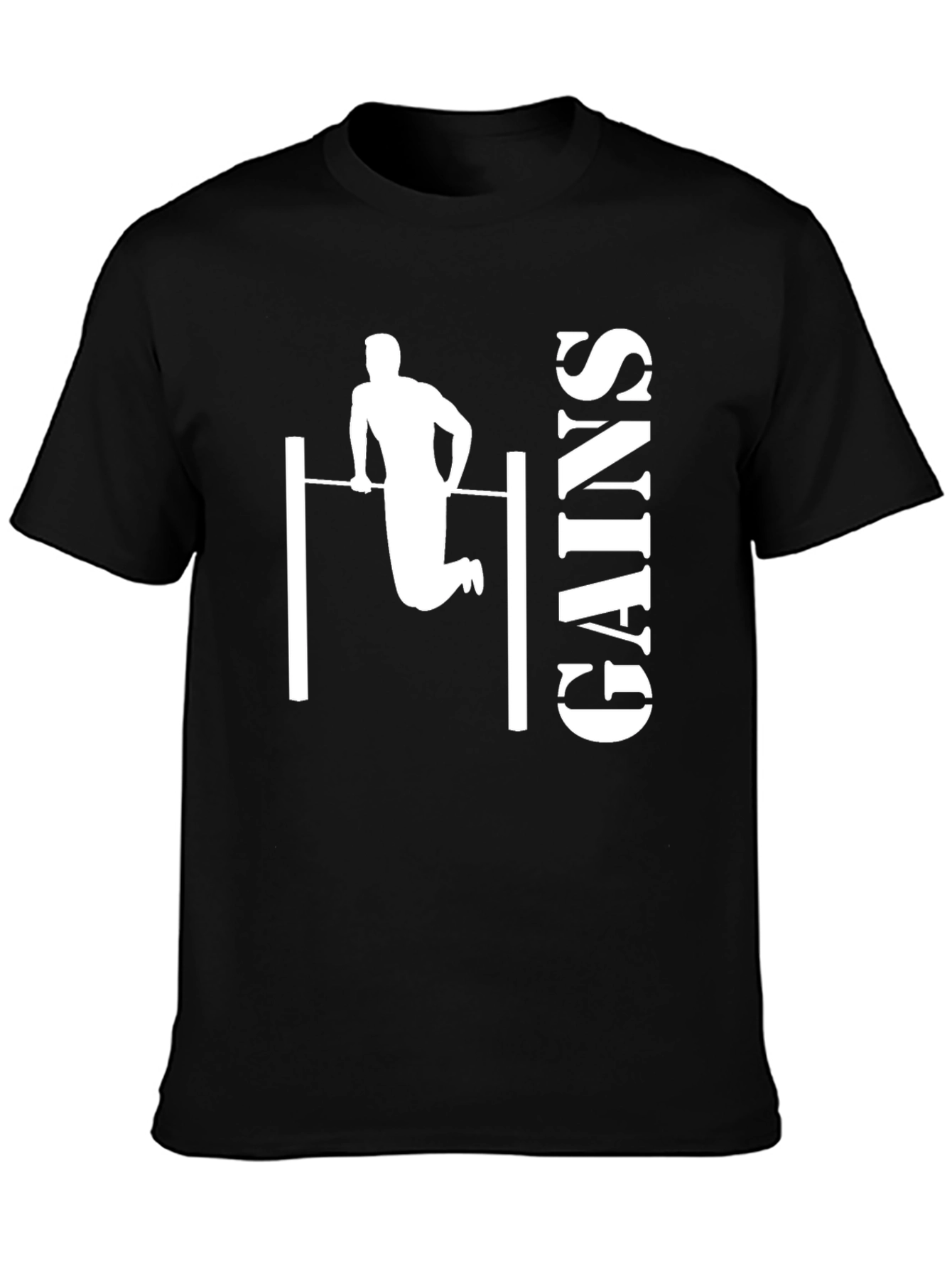 Gains Workout T-Shirt - Black Graphic Print