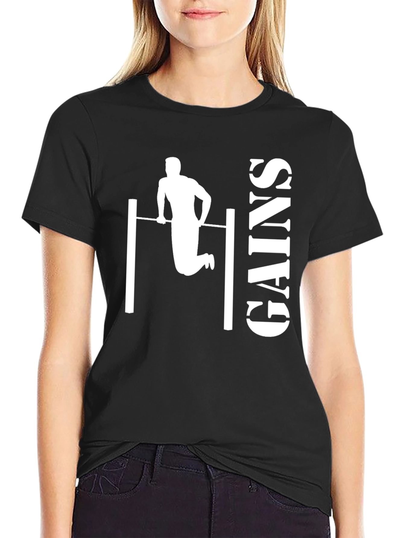 Gains Workout T-Shirt - Black Graphic Print