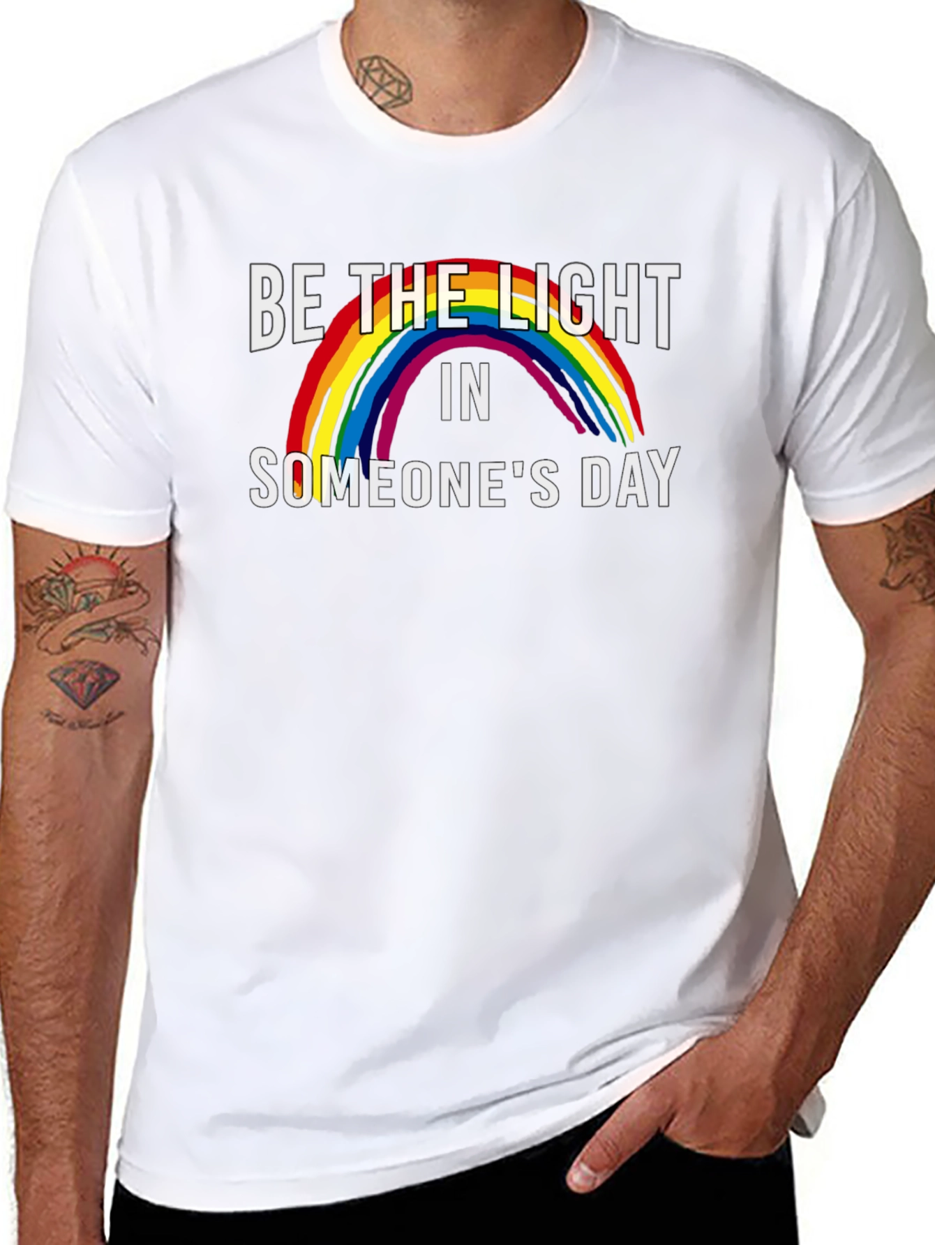 Be the Light Rainbow Graphic Tee - Black