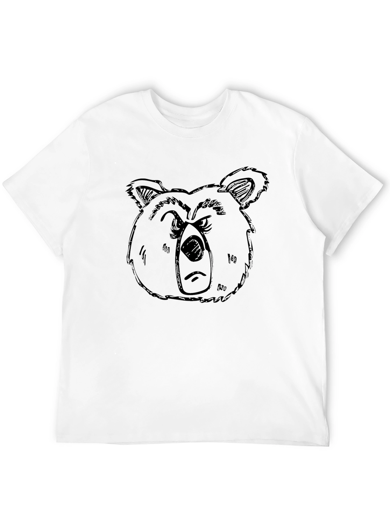 Grumpy Bear Graphic Tee - Black Cotton T-Shirt