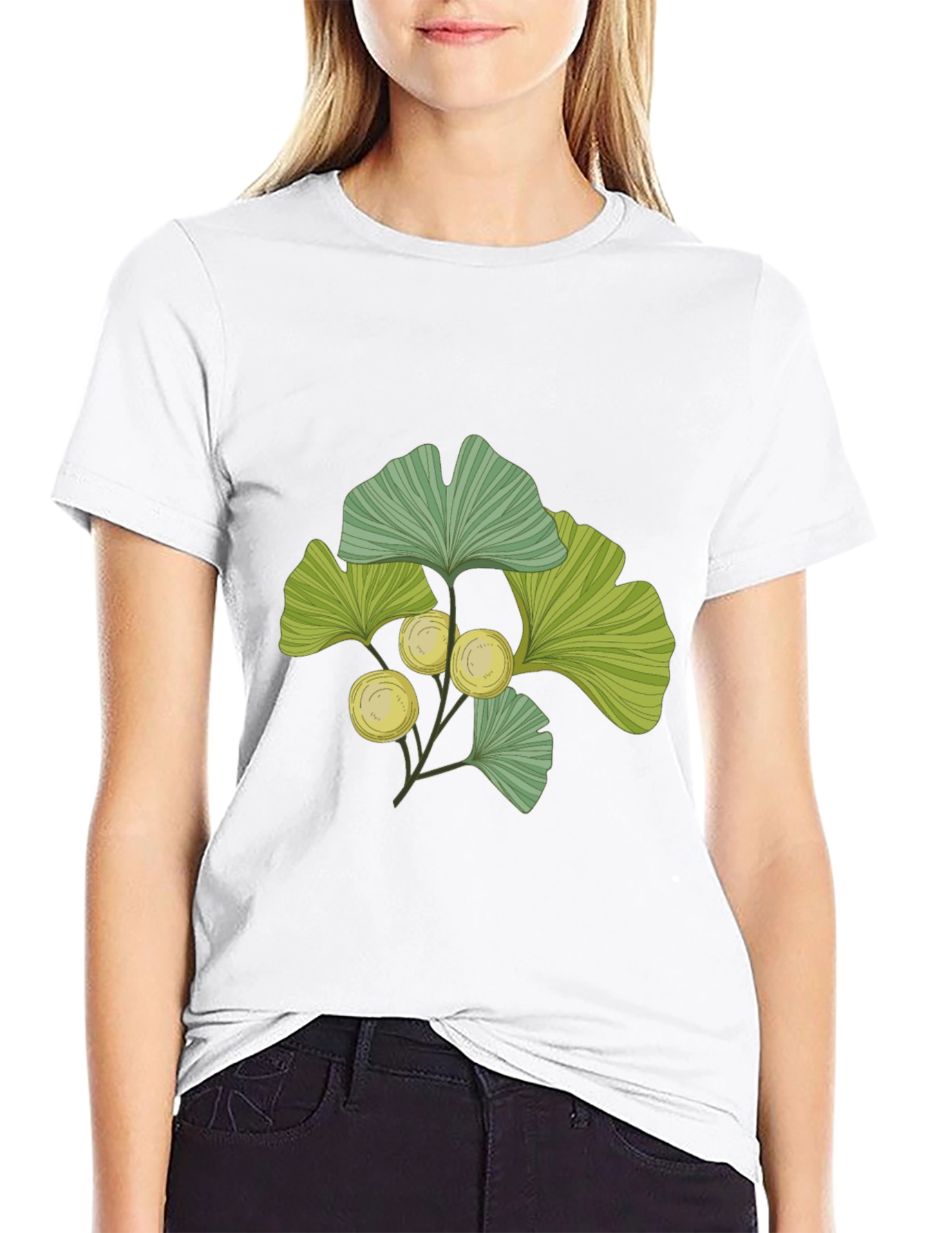 Ginkgo Leaf Print T-Shirt - Nature Inspired Design