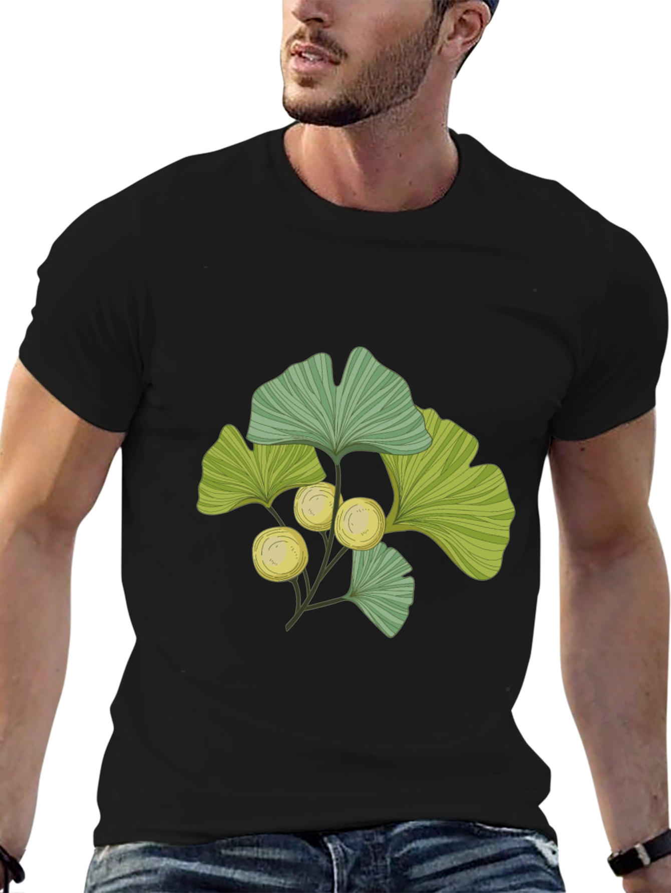 Ginkgo Leaf Print T-Shirt - Nature Inspired Design