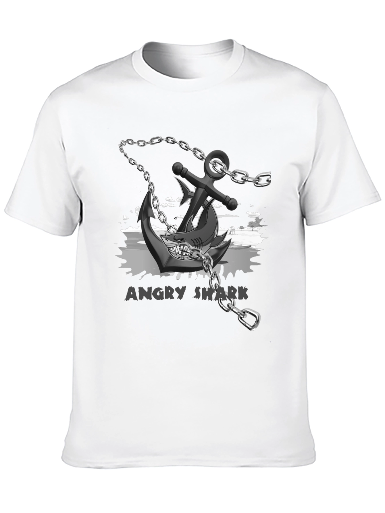 Angry Shark Anchor T-Shirt Black