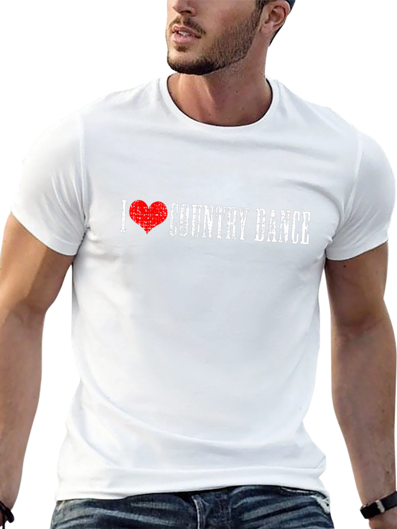 I Love Country Dance Graphic Tee Shirt - Black