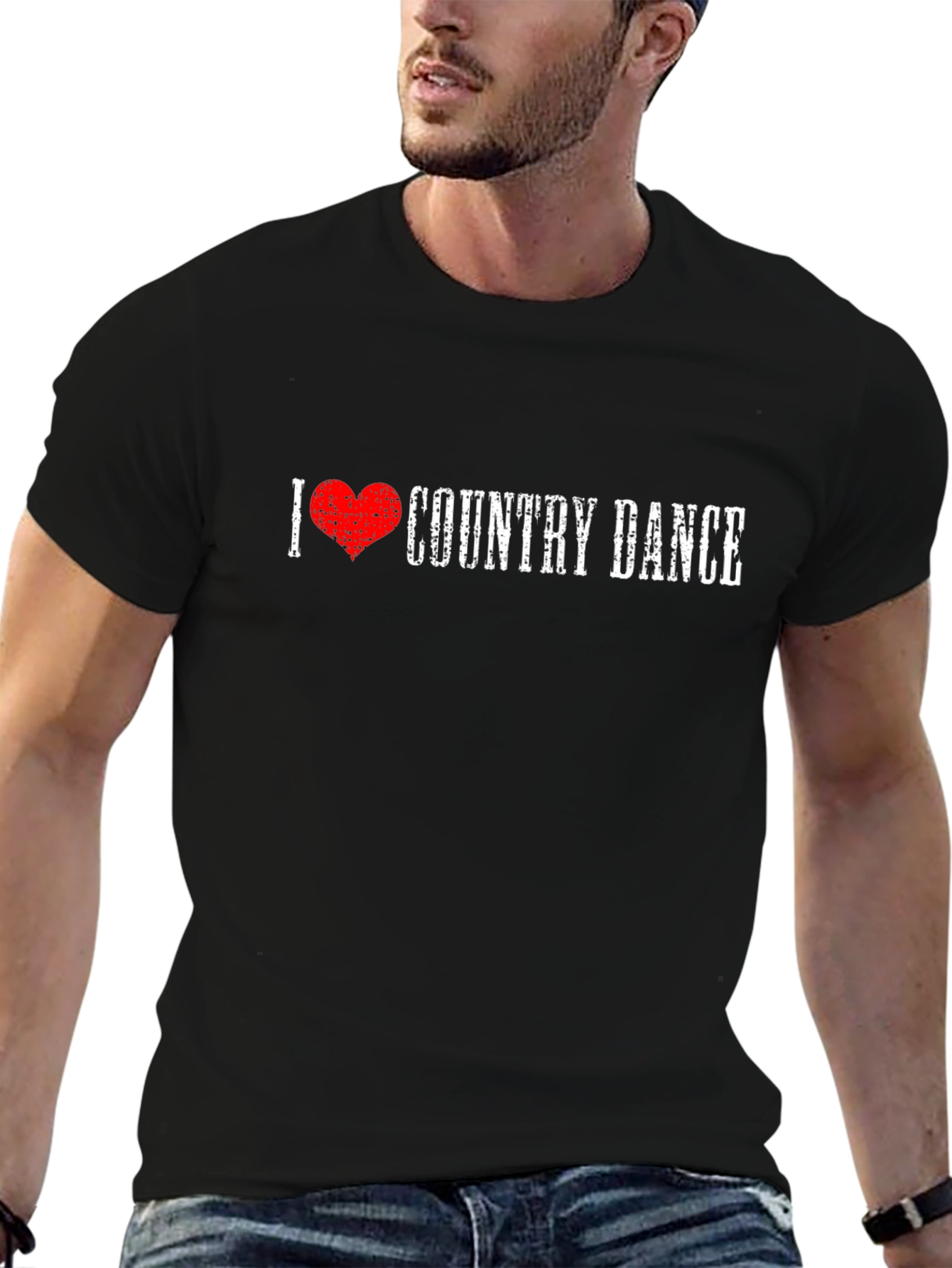 I Love Country Dance Graphic Tee Shirt - Black