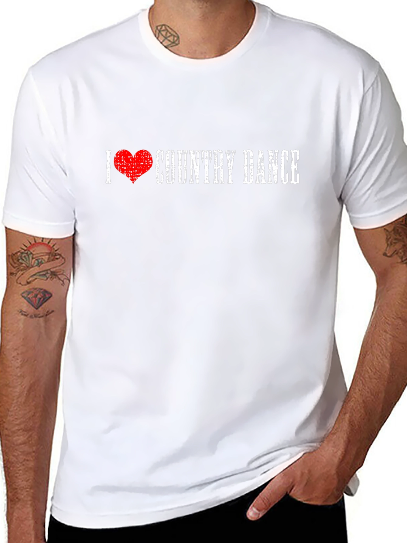 I Love Country Dance Graphic Tee Shirt - Black