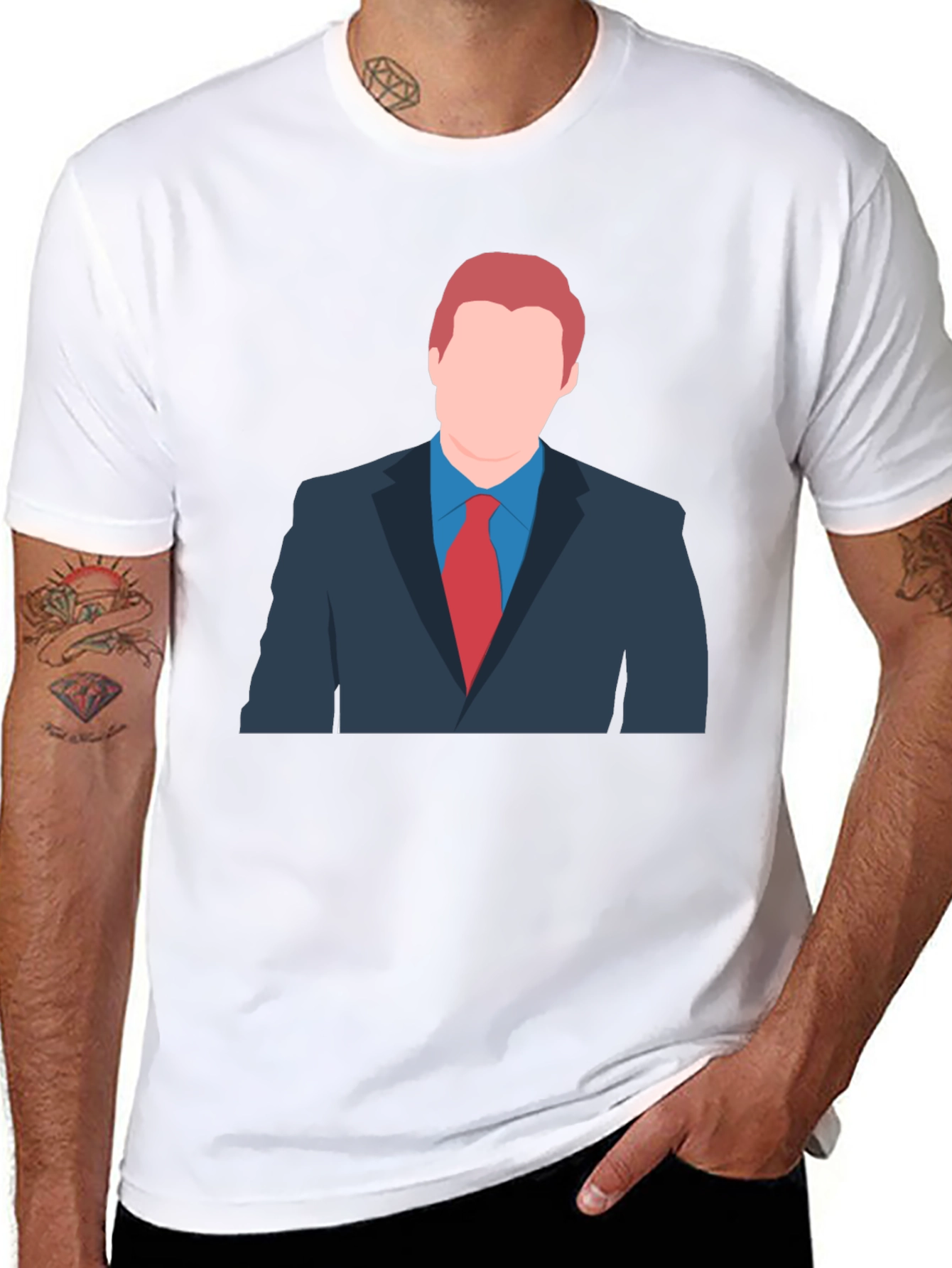 Cartoon Style Suit T-Shirt - Unique Graphic Tee