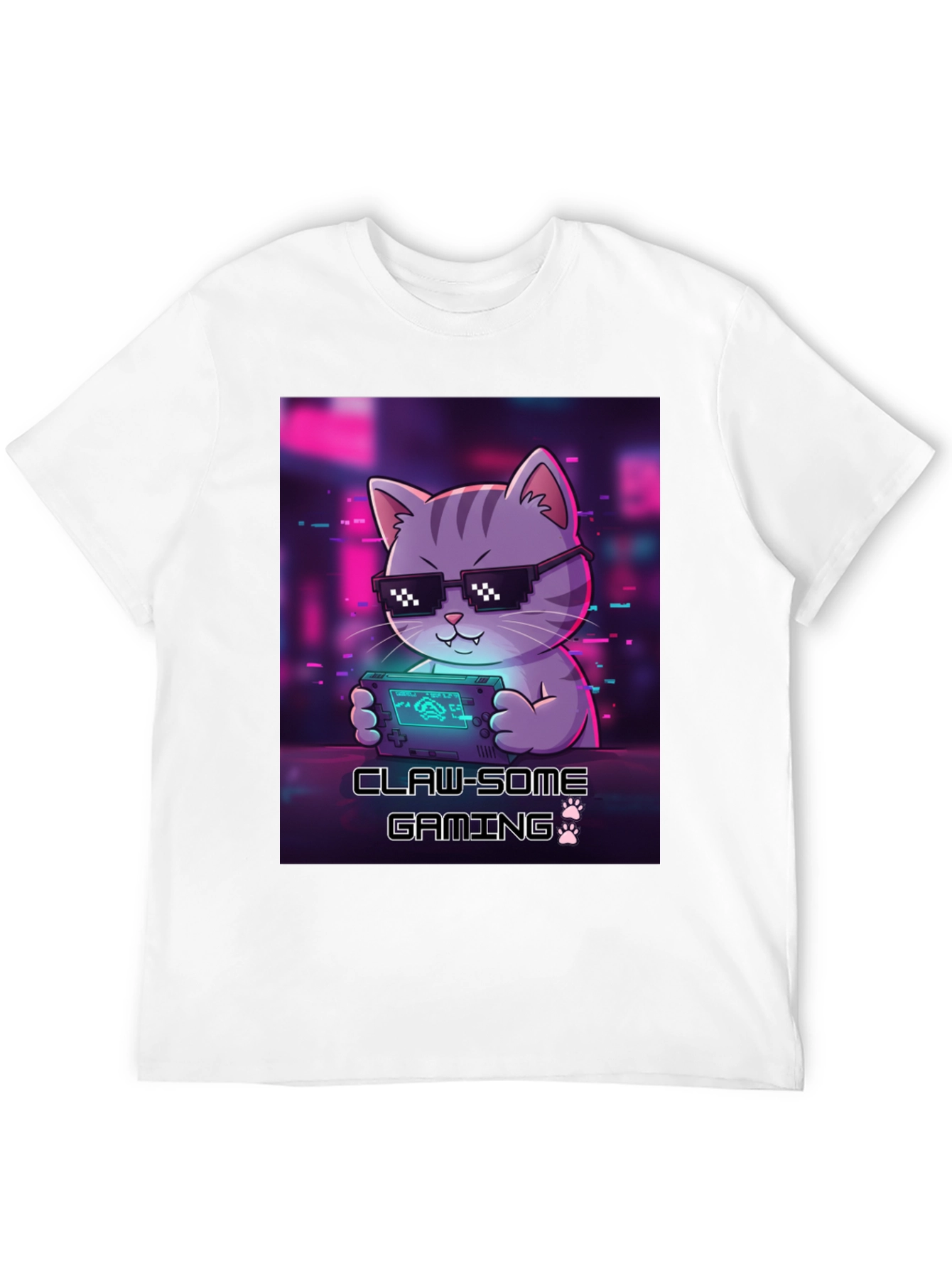 Claw-some Gaming Cat Graphic T-Shirt