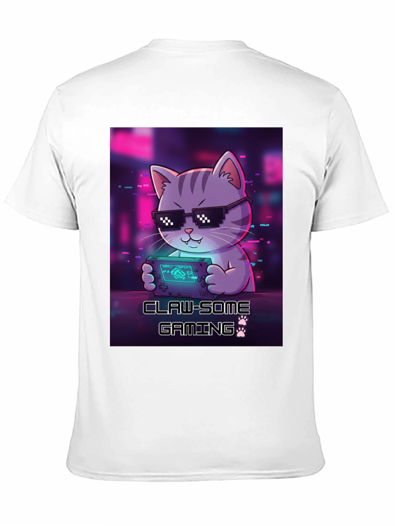 Claw-some Gaming Cat Graphic T-Shirt
