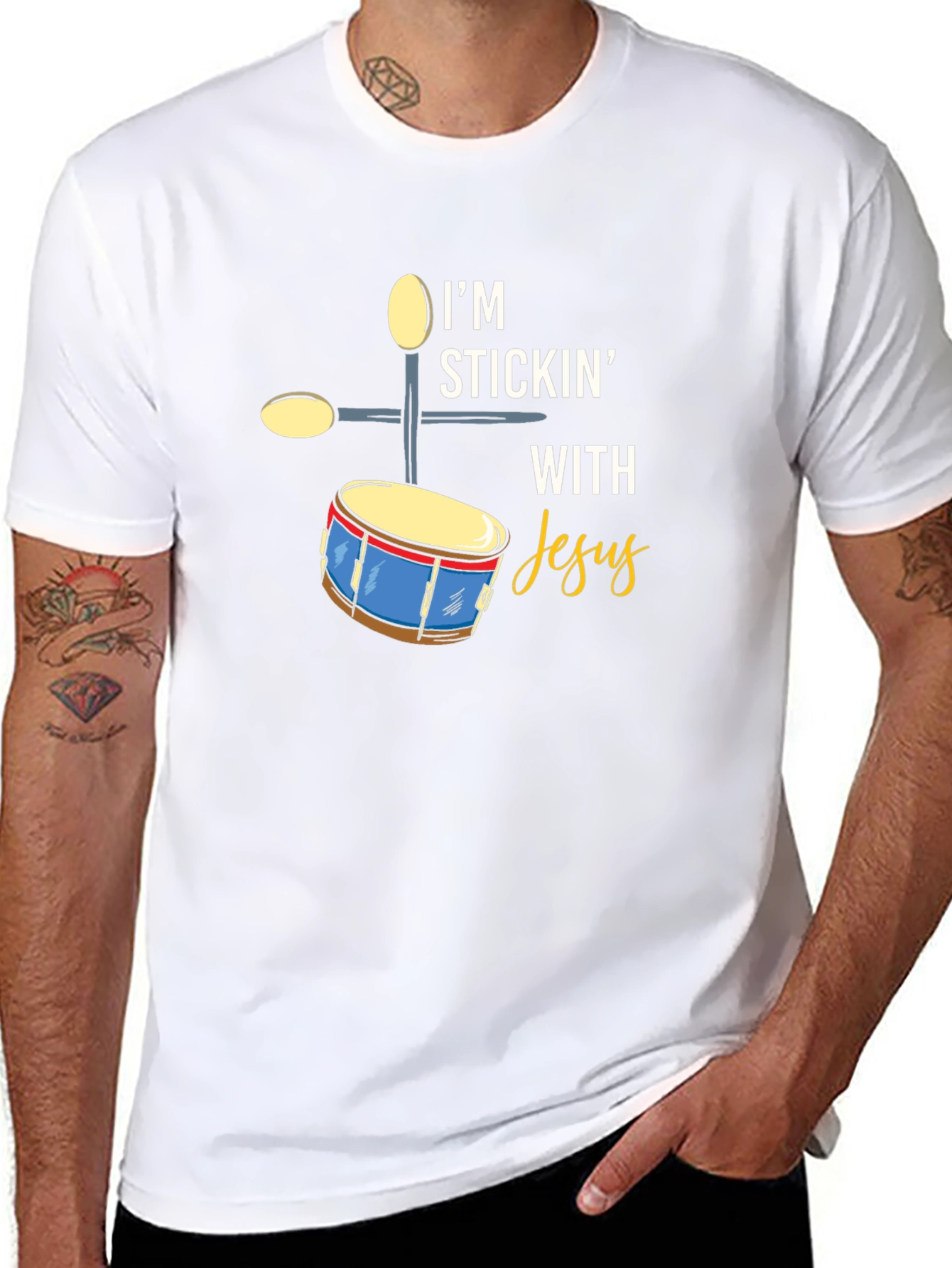 Im Stickin With Jesus Drummer T-Shirt