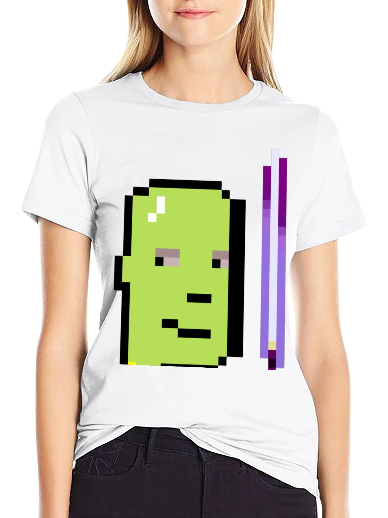 Pixel Art Character Graphic Tee - Black T-Shirt