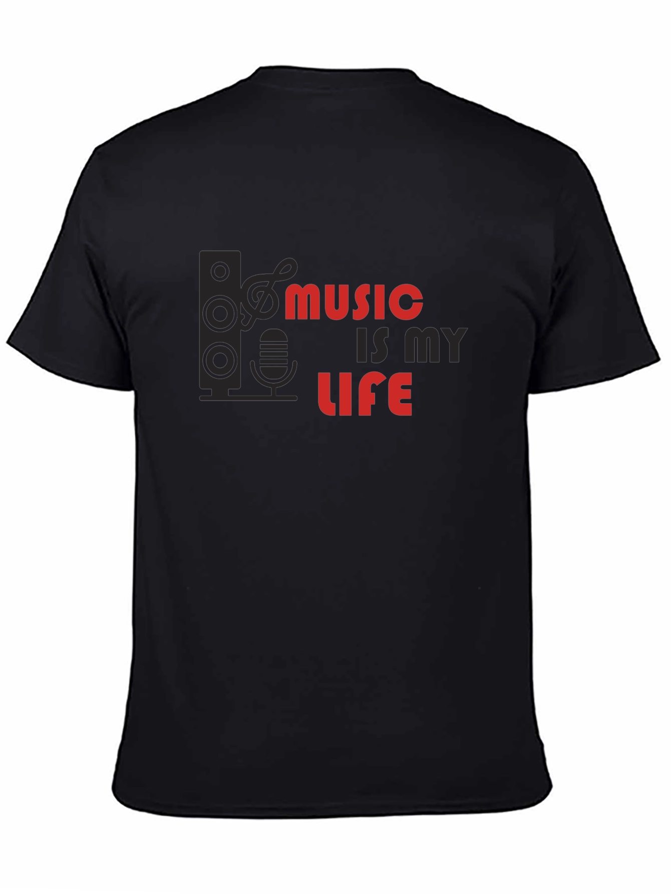 Music is My Life Graphic Tee - Black