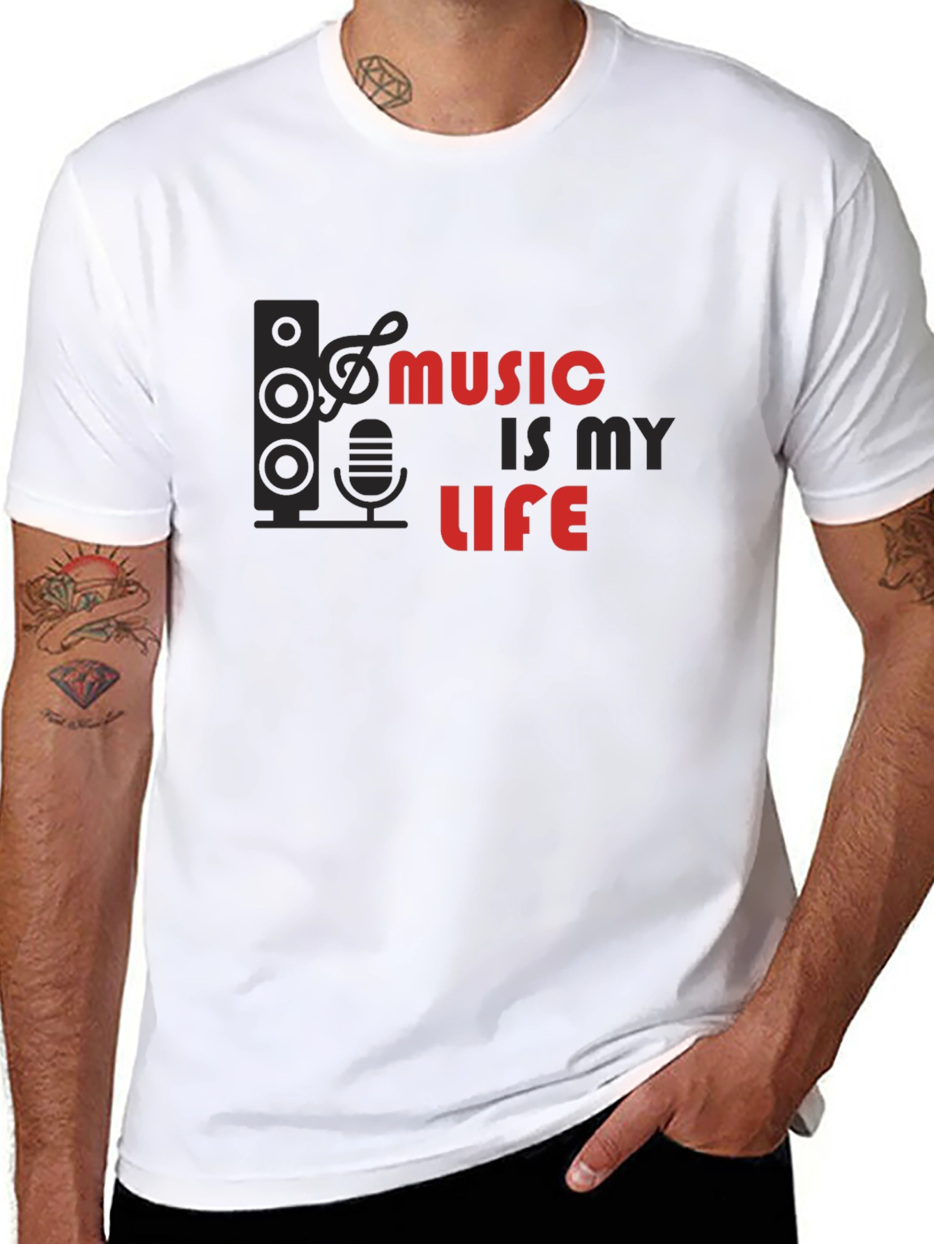 Music is My Life Graphic Tee - Black