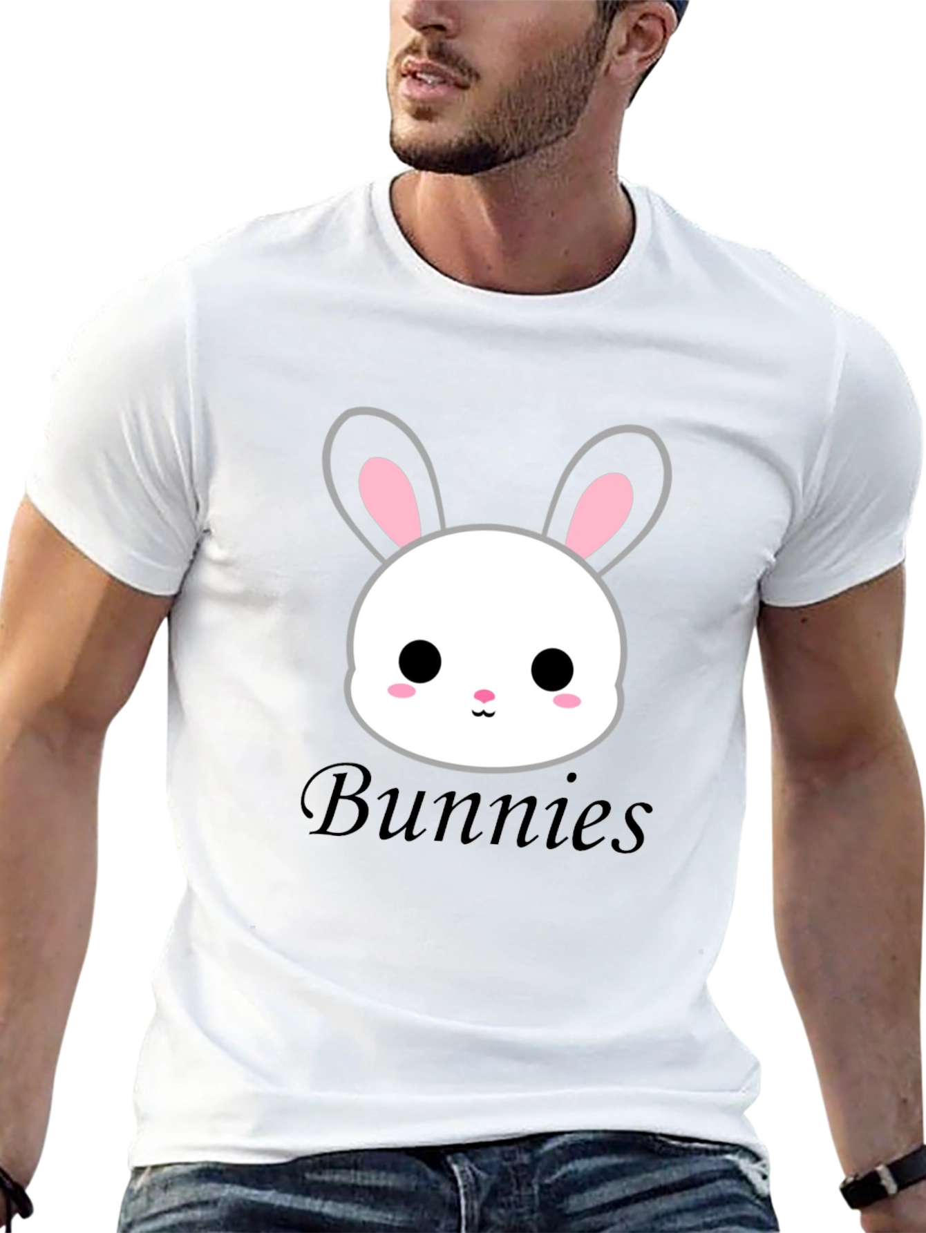 Cute Bunny Graphic Tee - Unisex Black T-Shirt