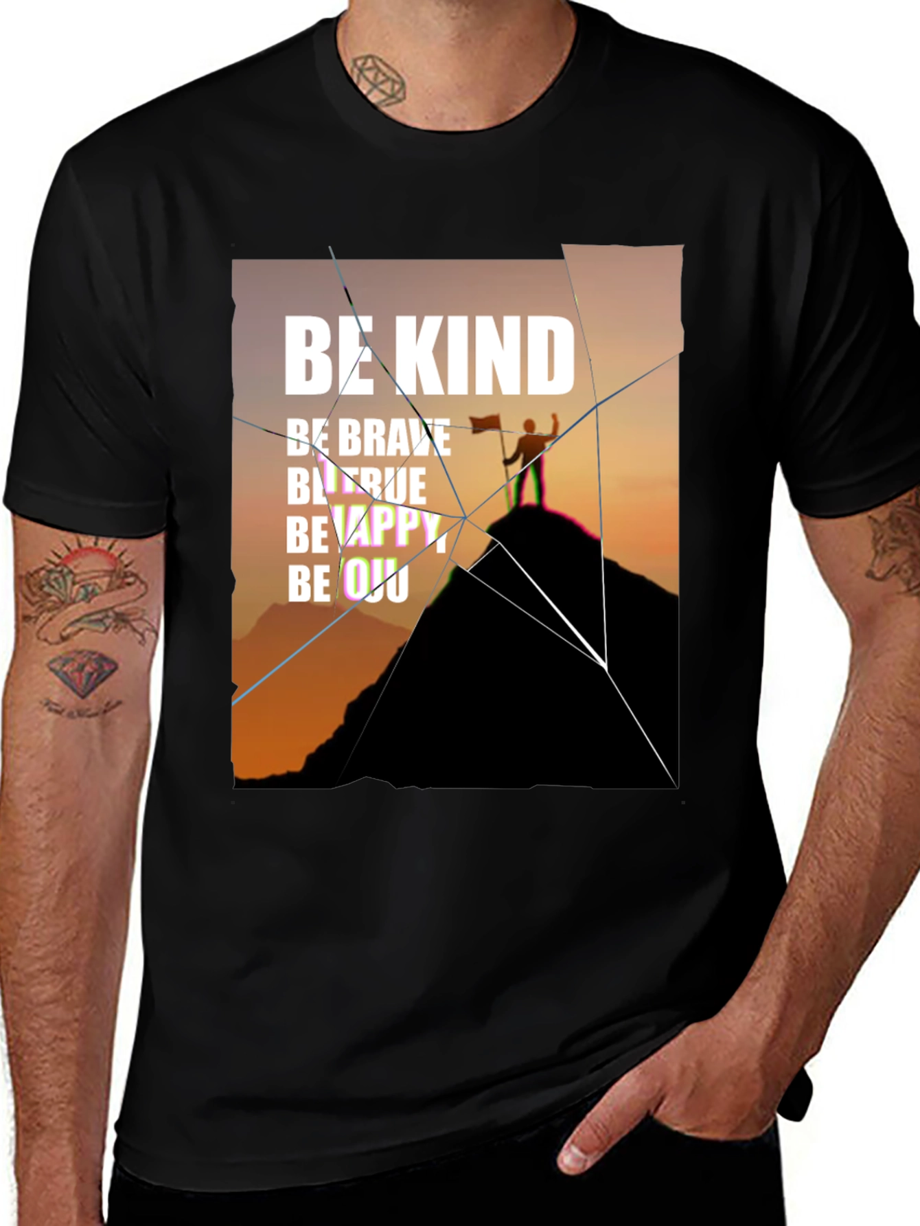 Inspirational Graphic Tee - Be Kind Brave True