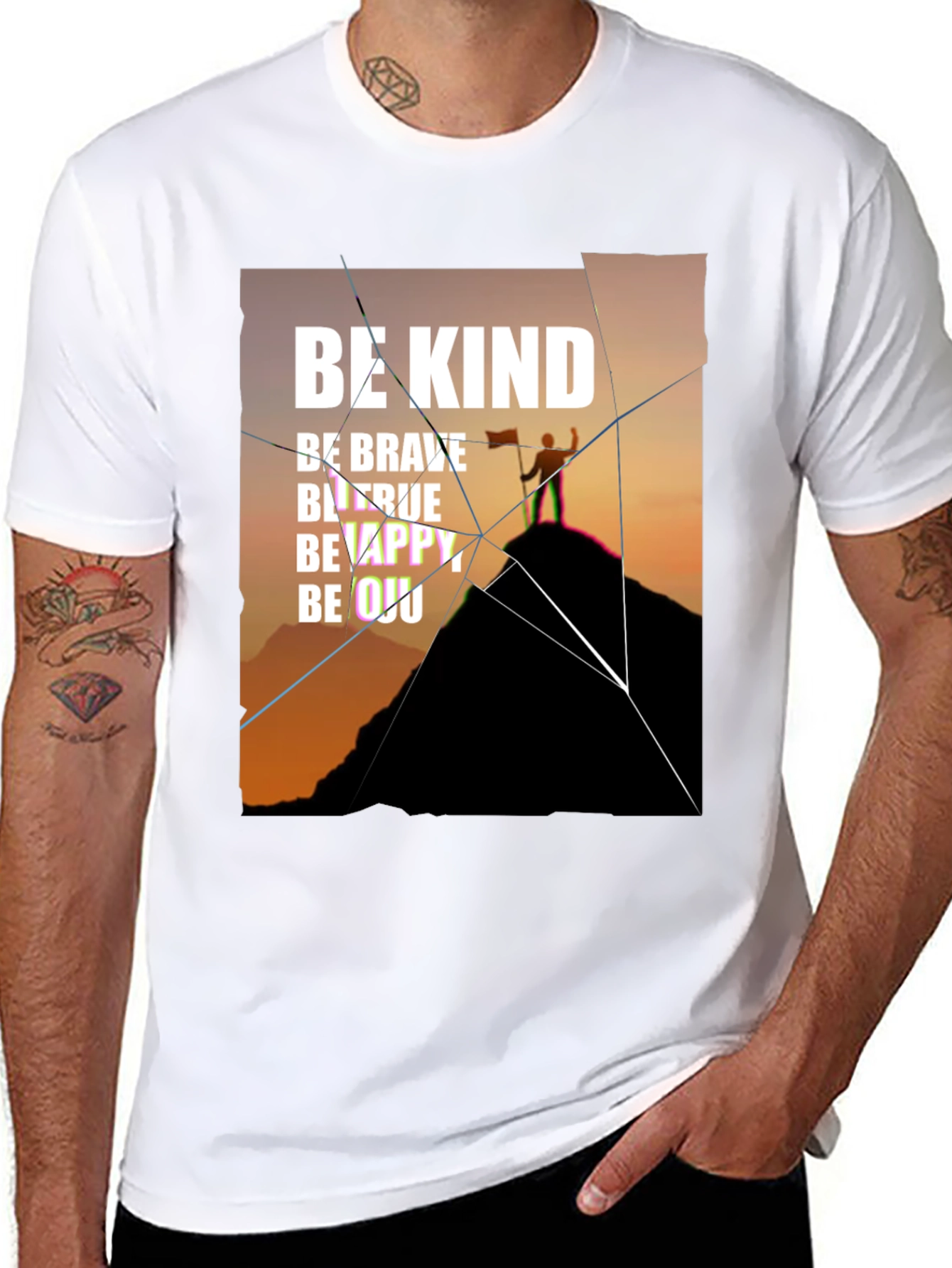 Inspirational Graphic Tee - Be Kind Brave True