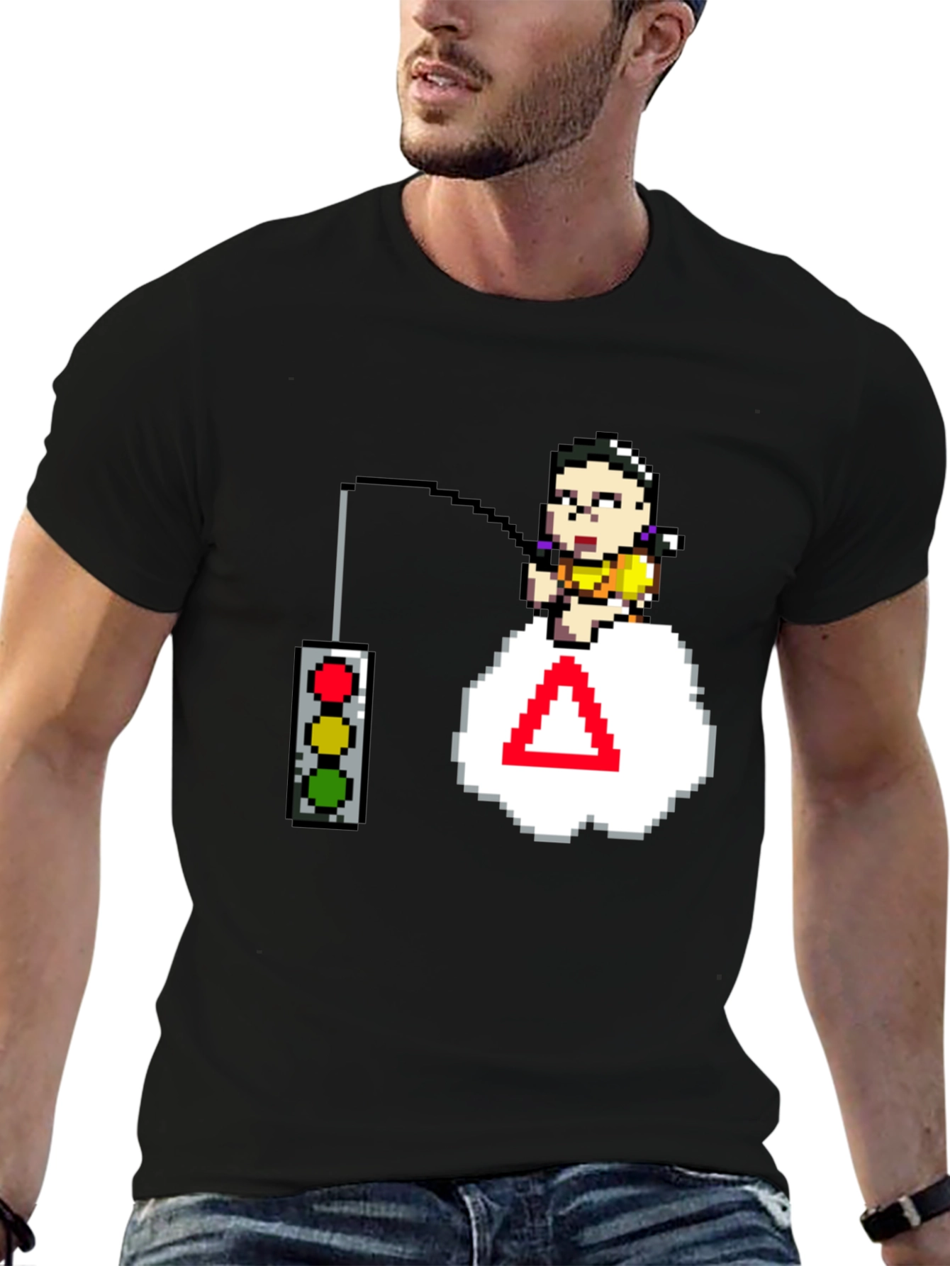 Pixel Art Gamer T-Shirt - Squid Game Stop Light