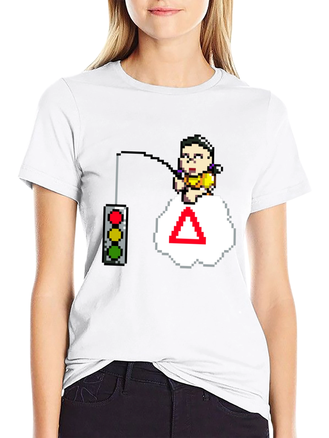 Pixel Art Gamer T-Shirt - Squid Game Stop Light