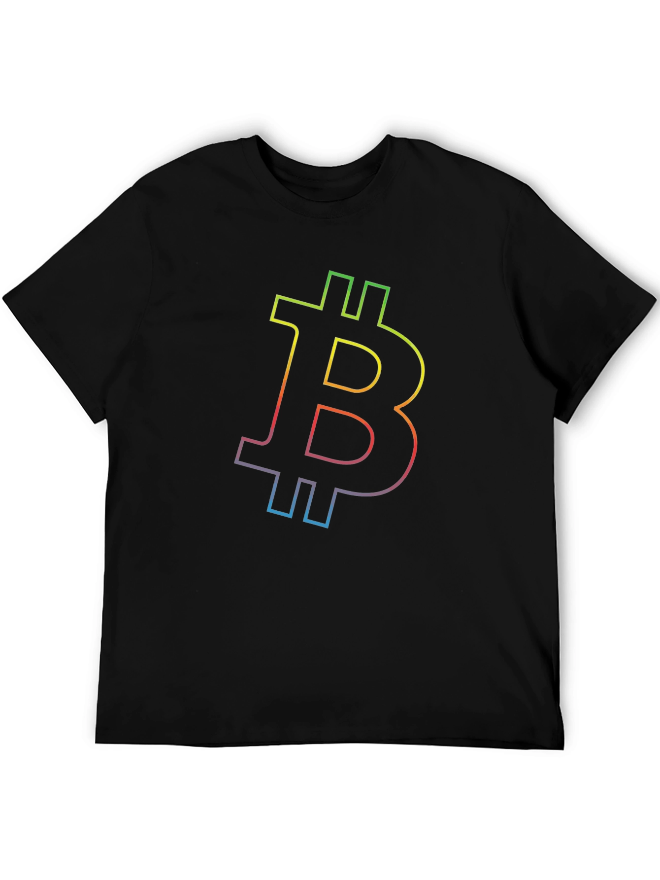Bitcoin Rainbow Outline Black T-Shirt
