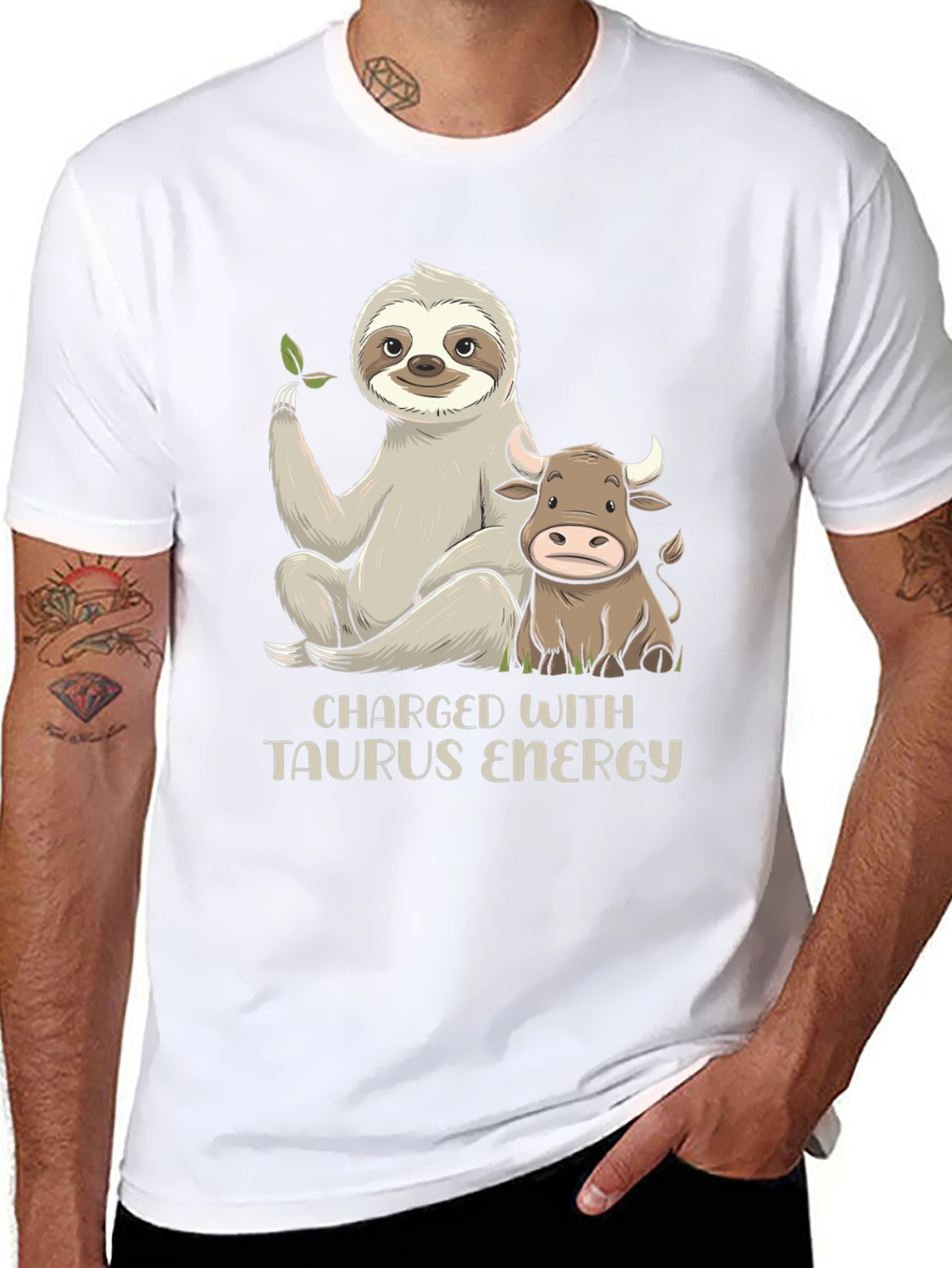 Taurus Energy Graphic Tee - Sloth & Bull Design