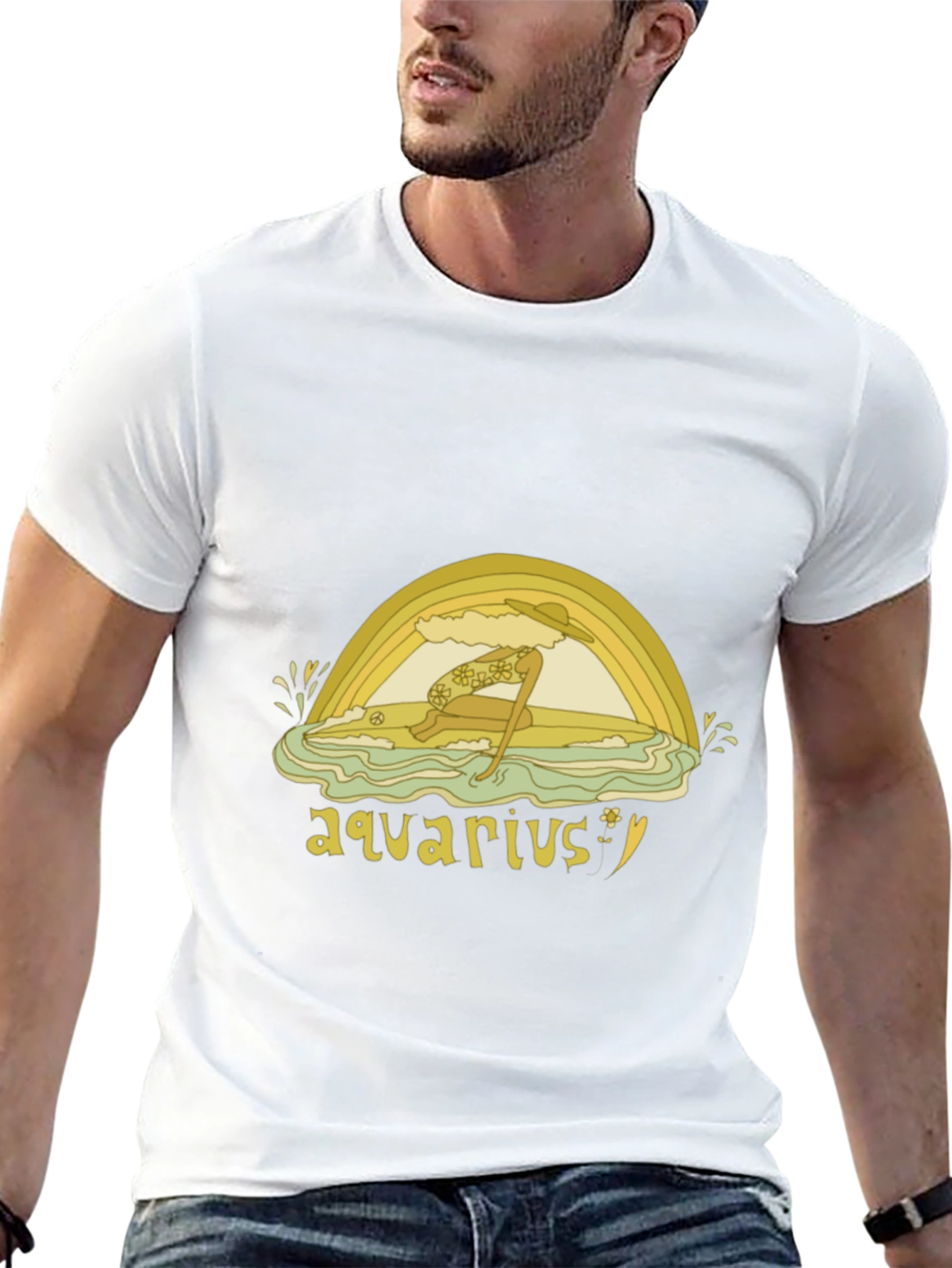 Aquarius Zodiac Graphic Tee - Retro Style