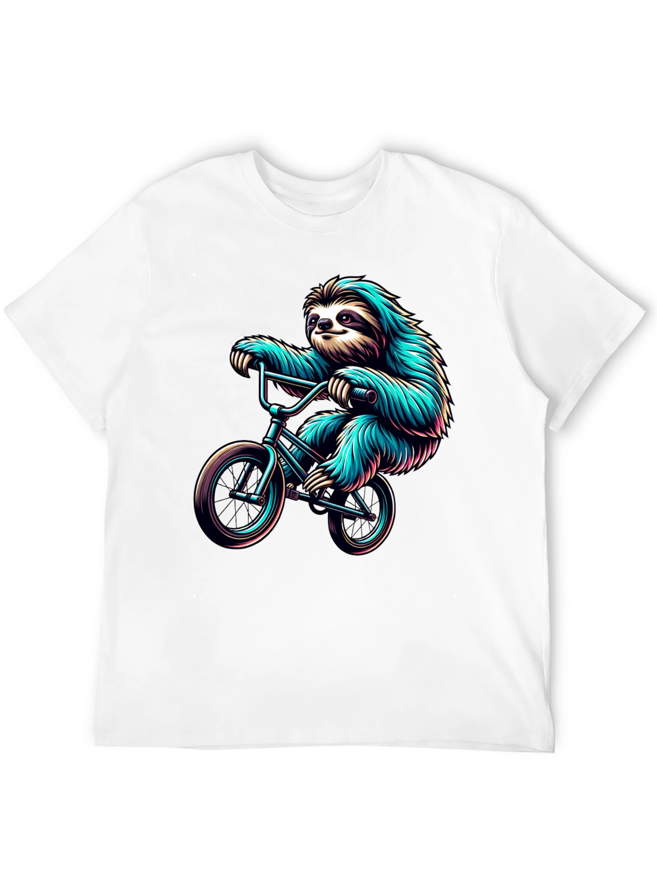 Sloth on Bike Graphic Tee - Cool Black T-Shirt