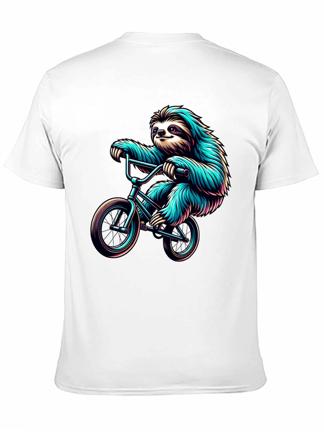 Sloth on Bike Graphic Tee - Cool Black T-Shirt