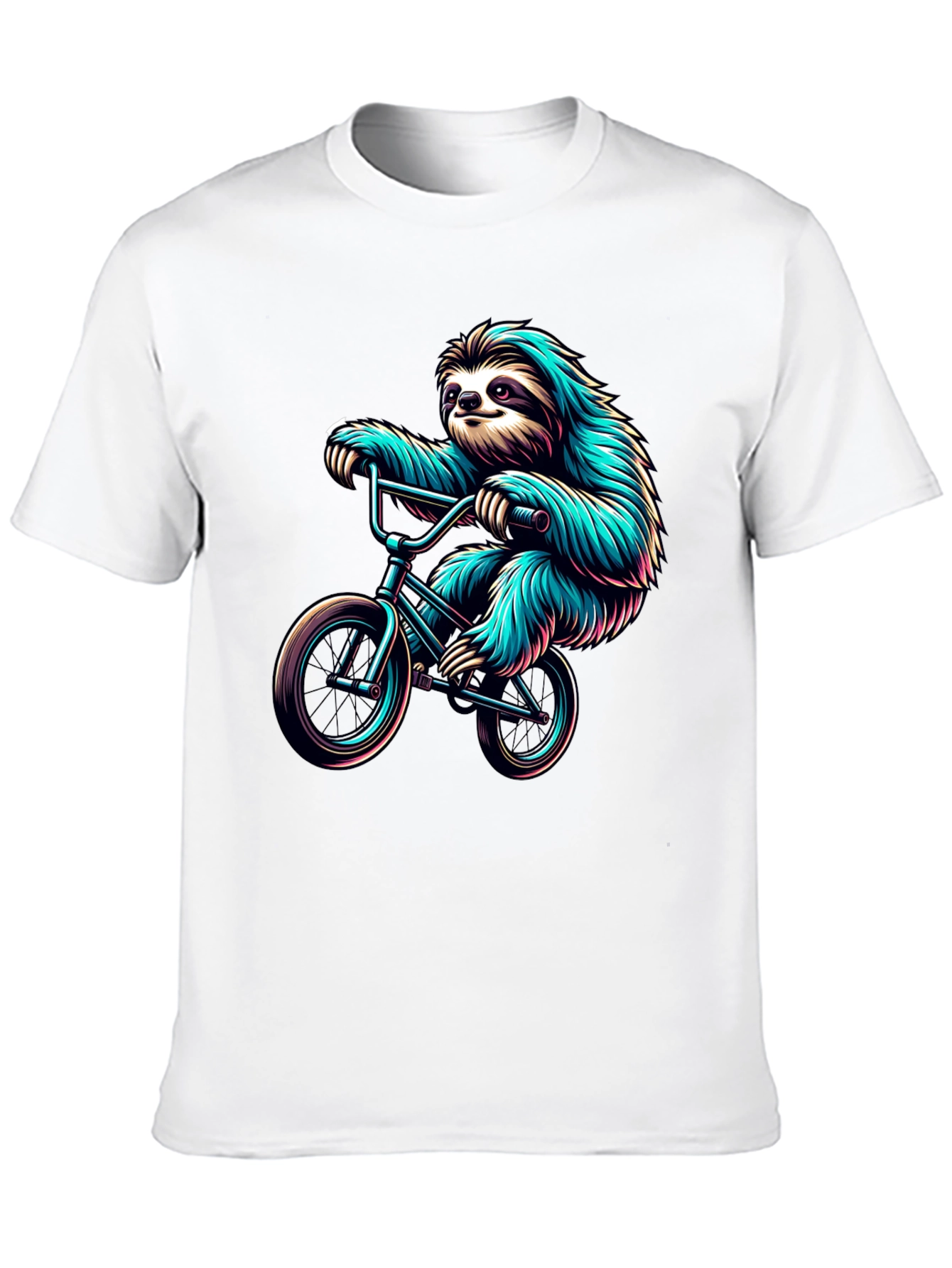Sloth on Bike Graphic Tee - Cool Black T-Shirt