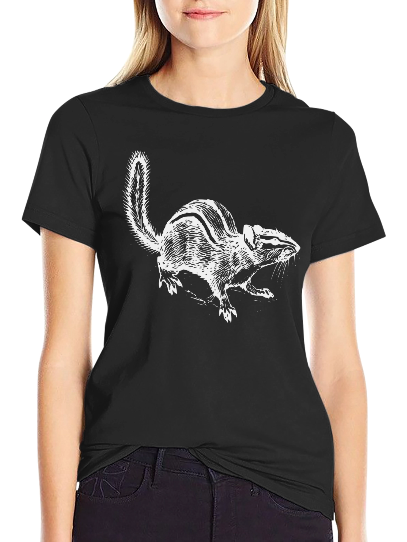 Chipmunk Graphic Black Tee