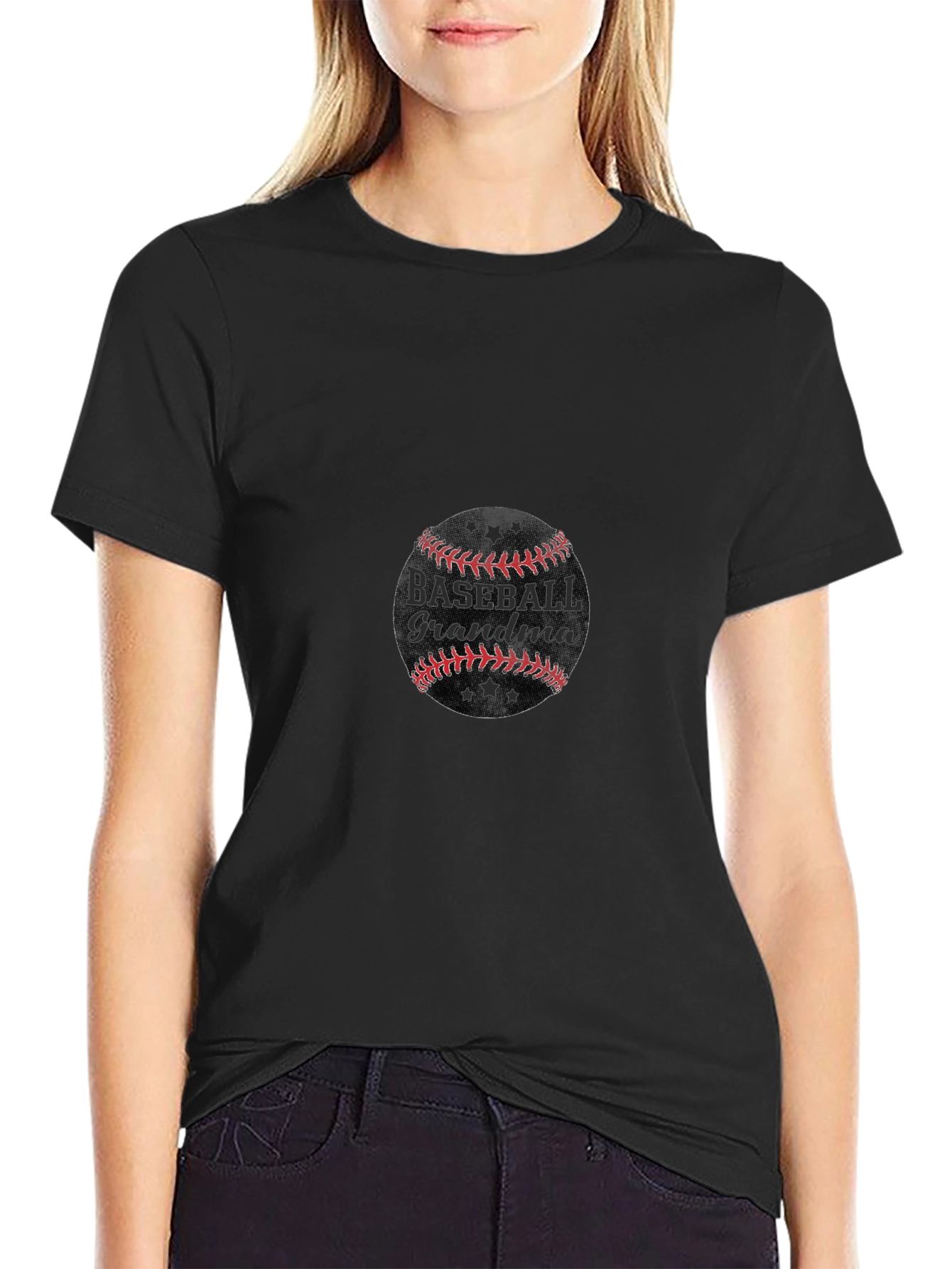 Baseball Grandma Graphic Tee - Black
