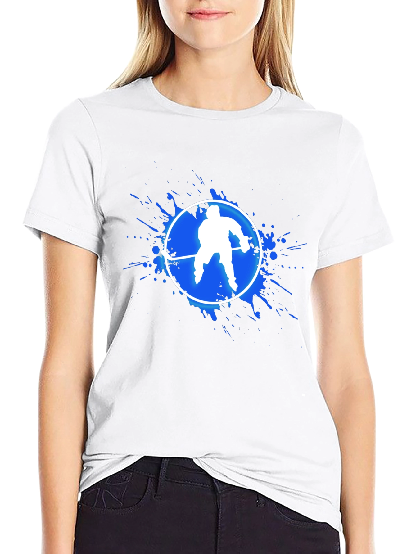Hockey Player Graphic T-Shirt - Black