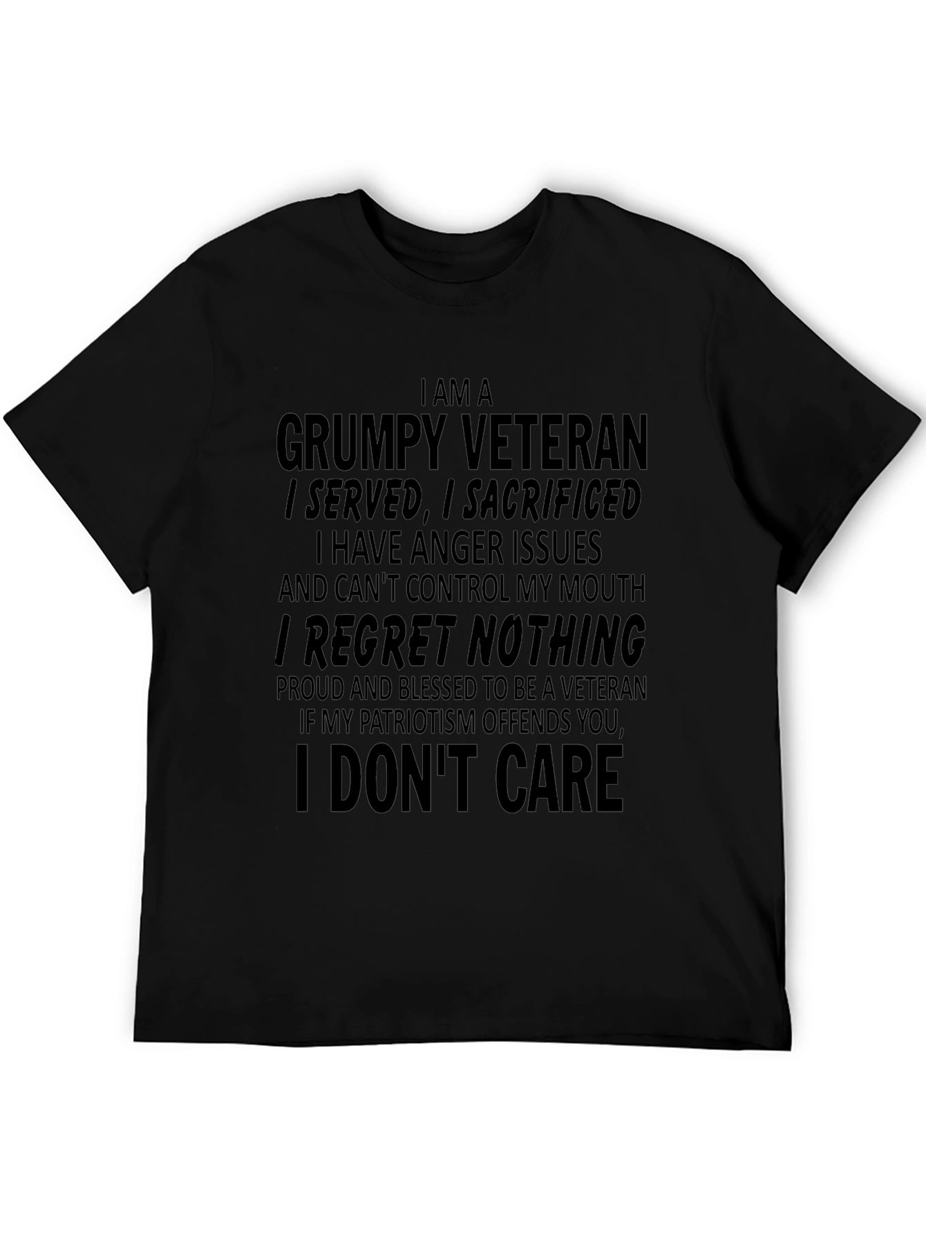 Grumpy Veteran T-Shirt: I Regret Nothing