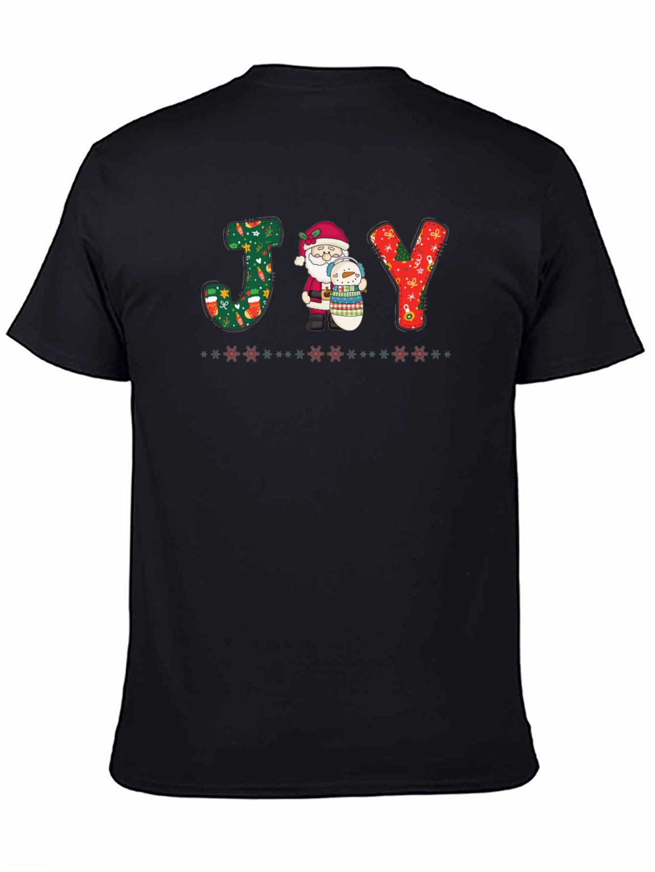 JOY Santa & Snowman Christmas Graphic T-Shirt