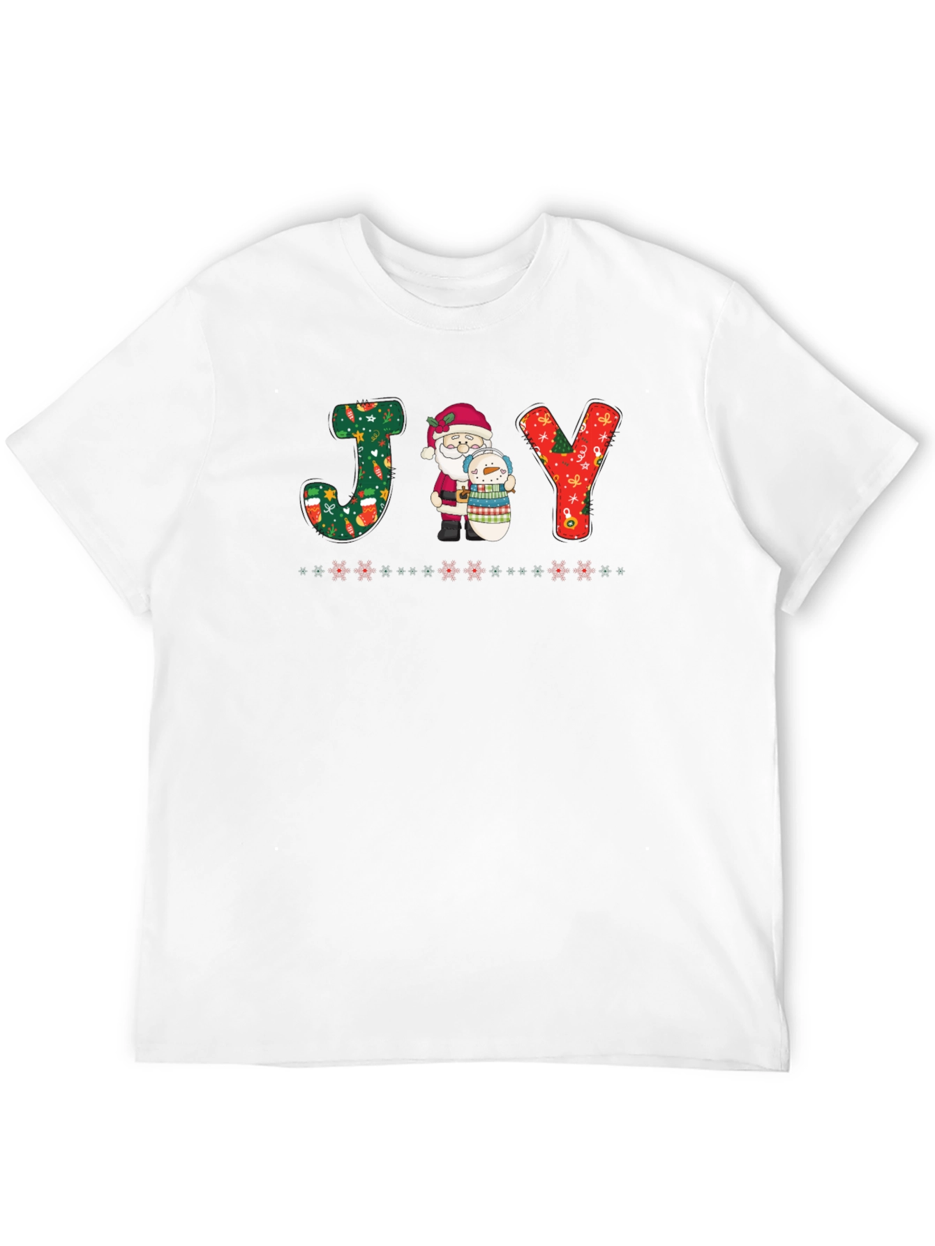 JOY Santa & Snowman Christmas Graphic T-Shirt