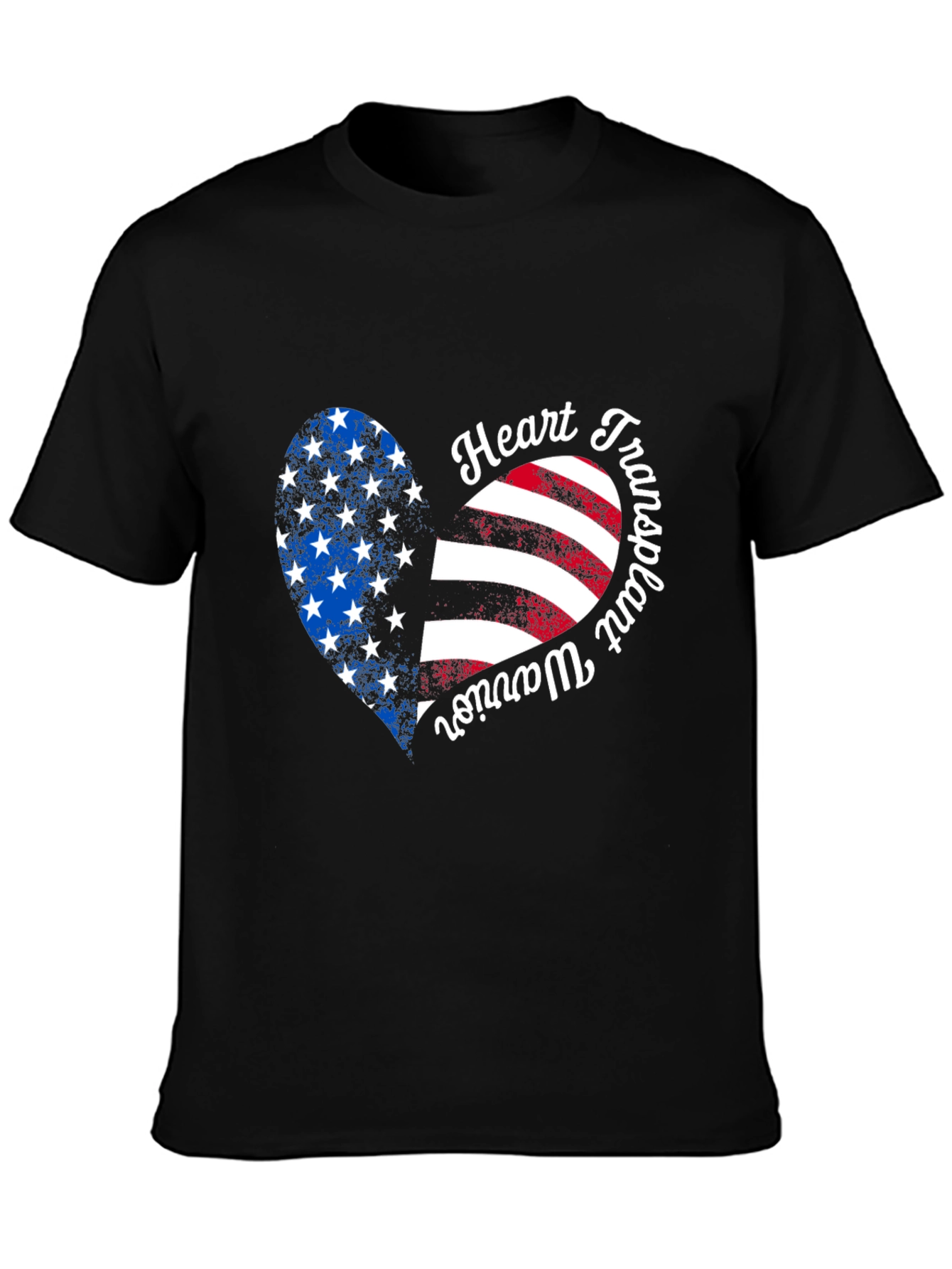 Heart Transplant Warrior USA Flag Graphic T-Shirt
