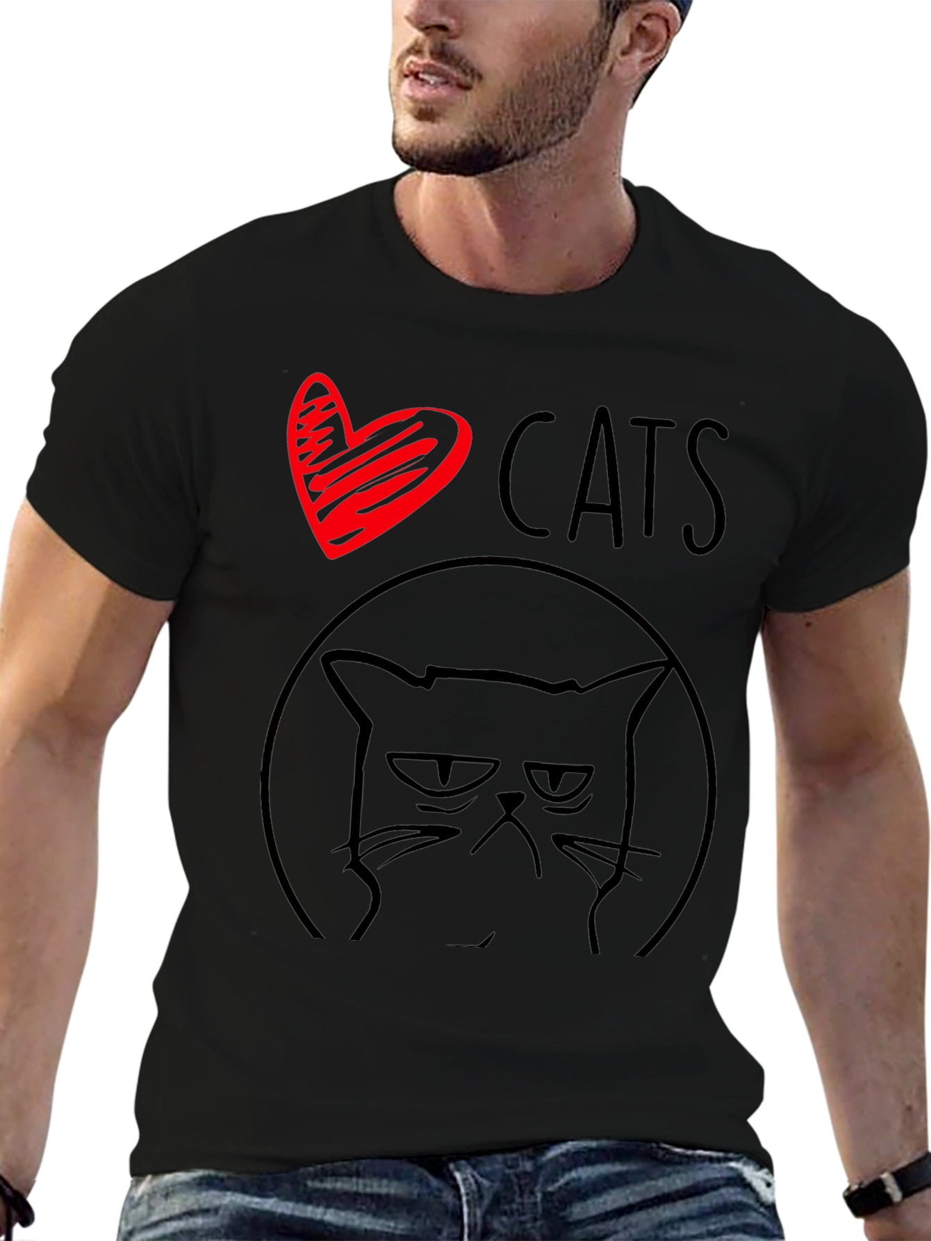I Heart Cats Grumpy Cat Graphic Tee - Black