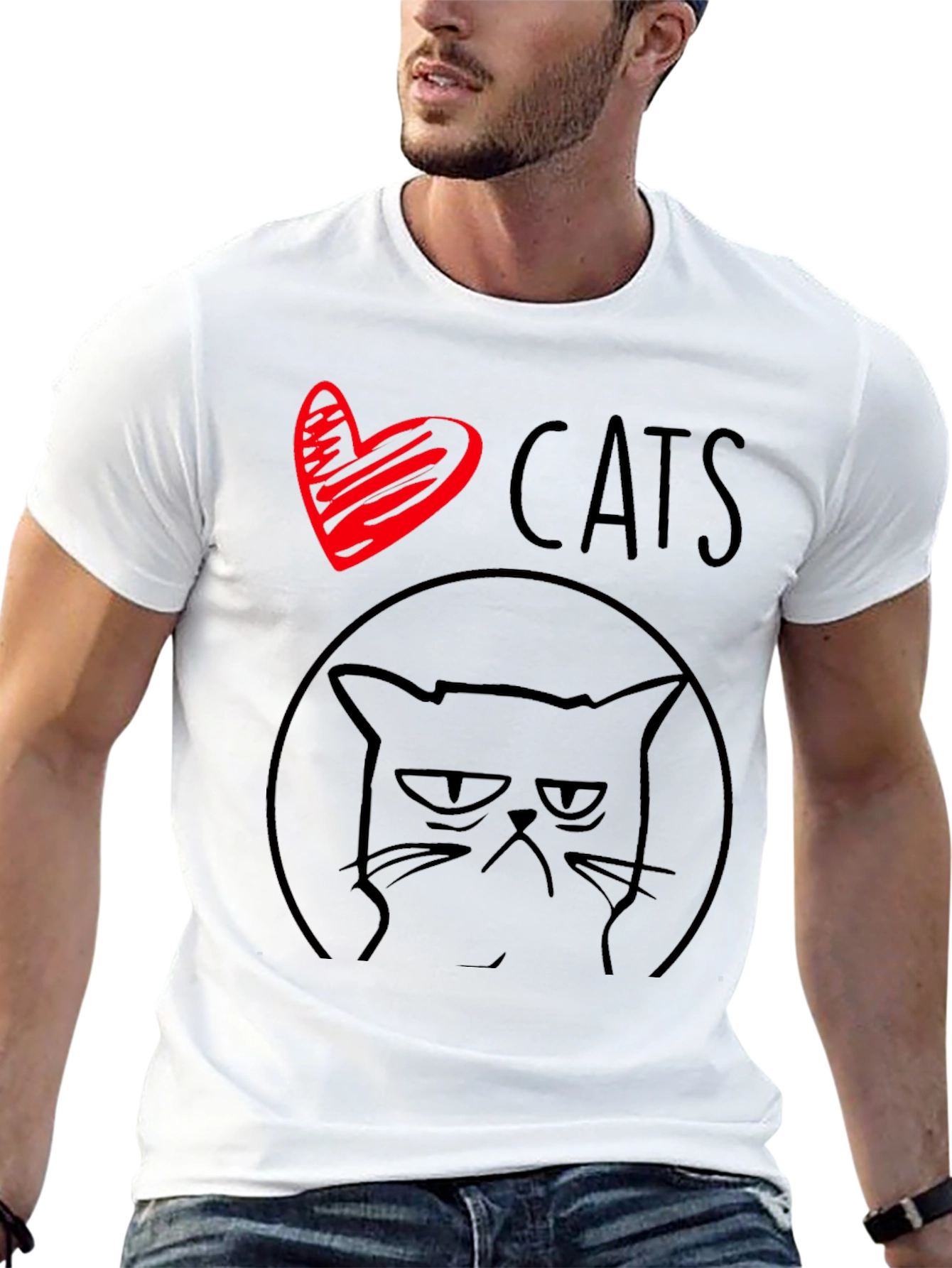 I Heart Cats Grumpy Cat Graphic Tee - Black