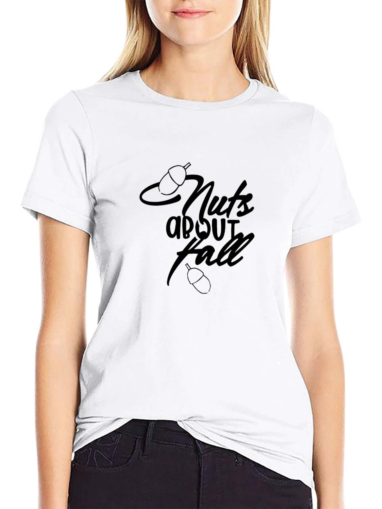 Nuts About Fall Black Graphic T-Shirt