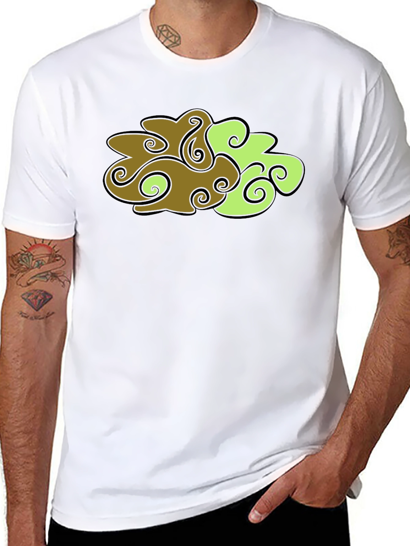 Abstract Cloud Design Black T-Shirt