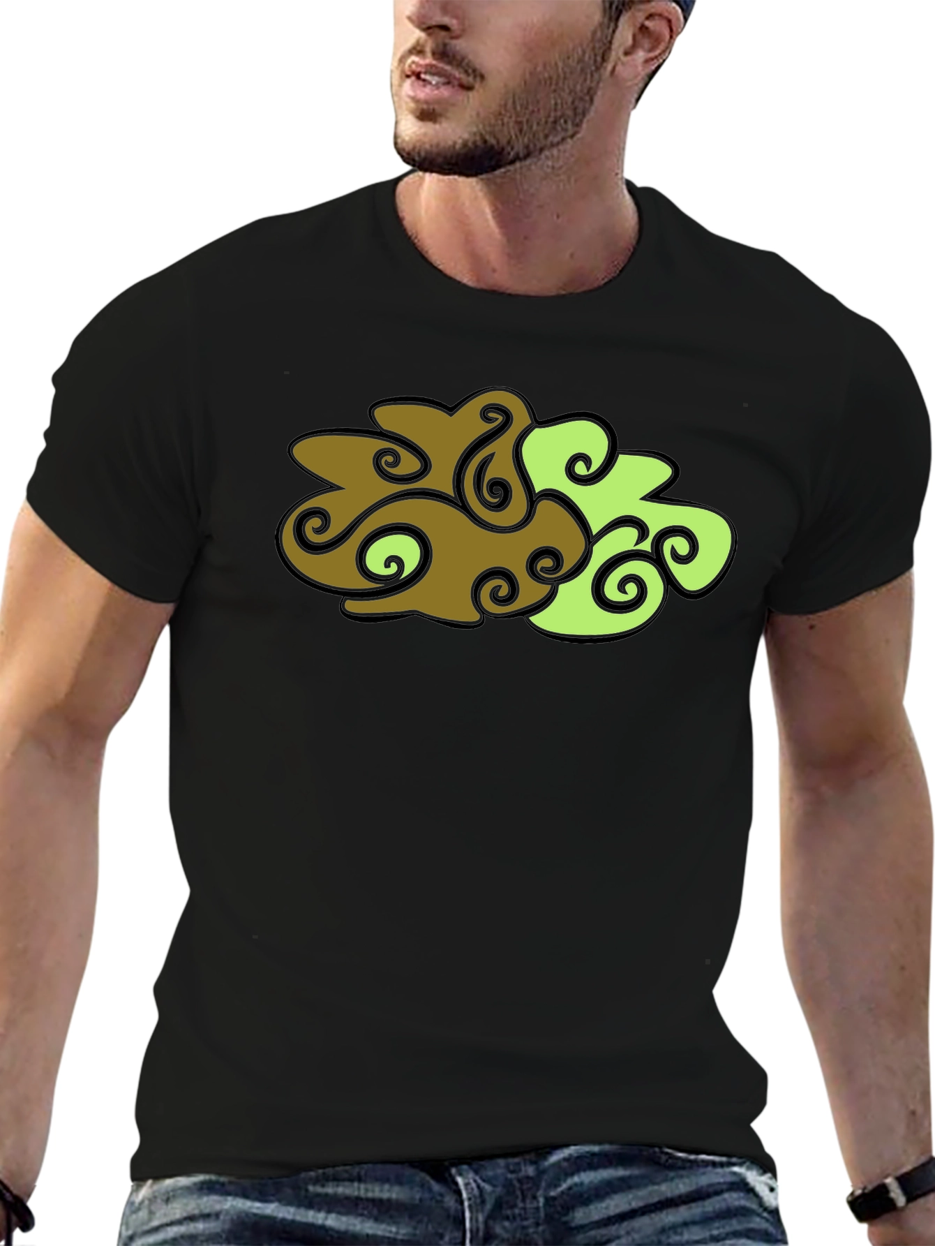 Abstract Cloud Design Black T-Shirt