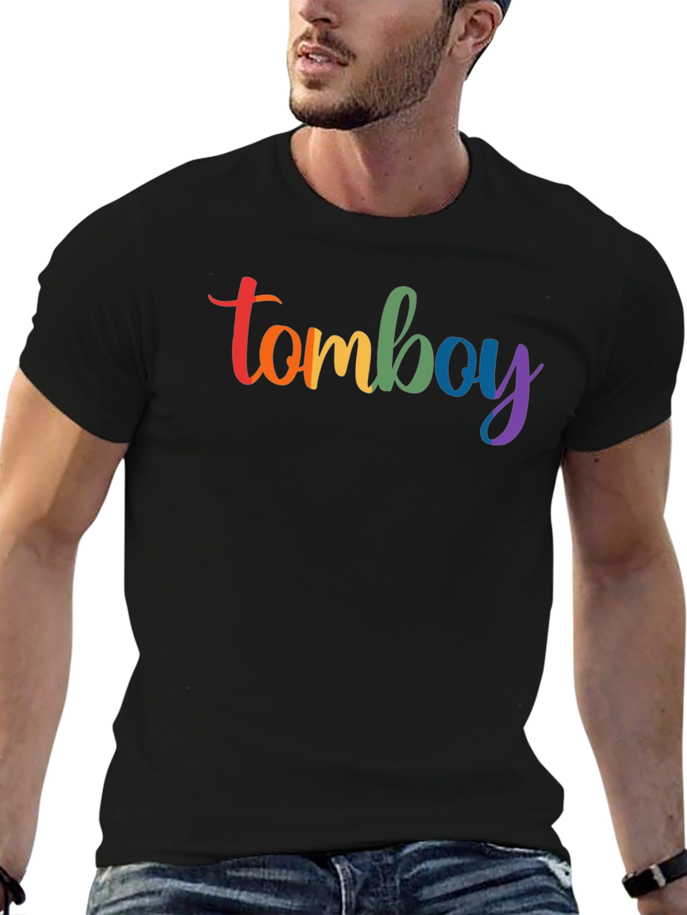 Rainbow Tomboy Graphic Black T-Shirt