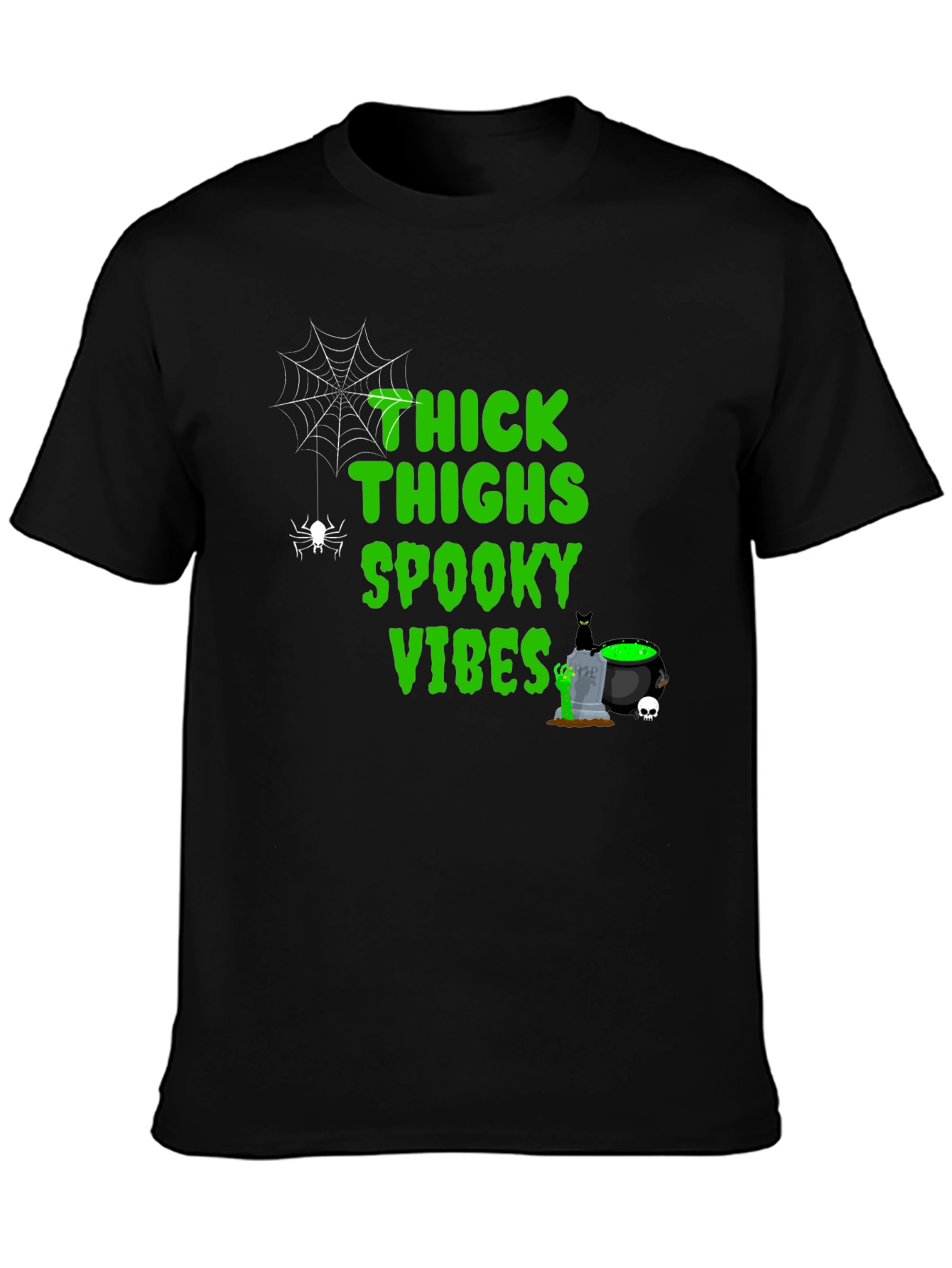 Thick Thighs Spooky Vibes Halloween T-Shirt