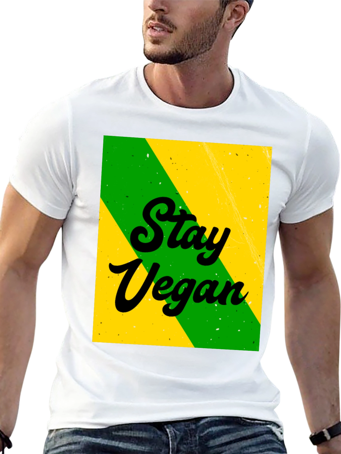 Stay Vegan Black Graphic T-Shirt