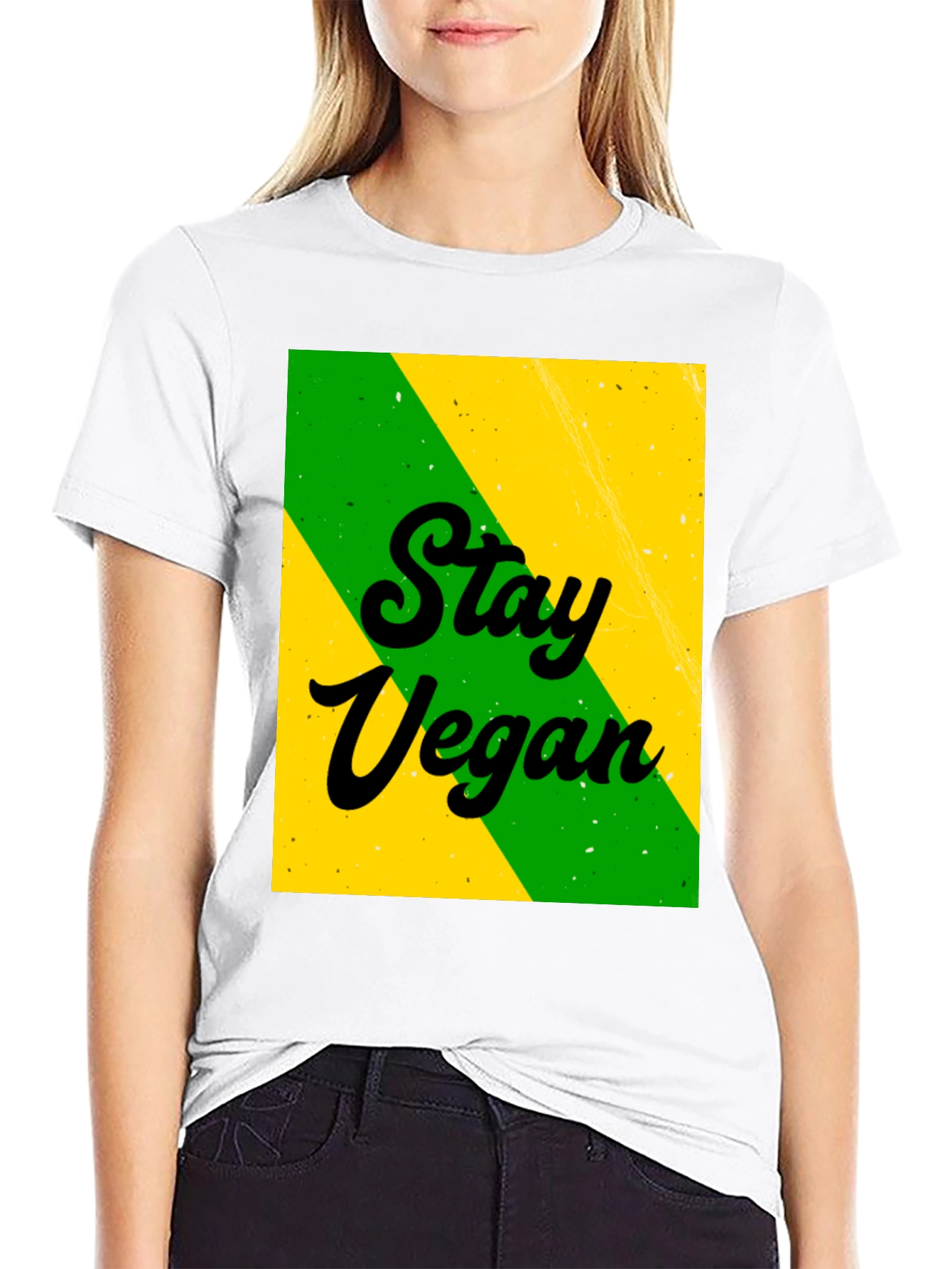 Stay Vegan Black Graphic T-Shirt