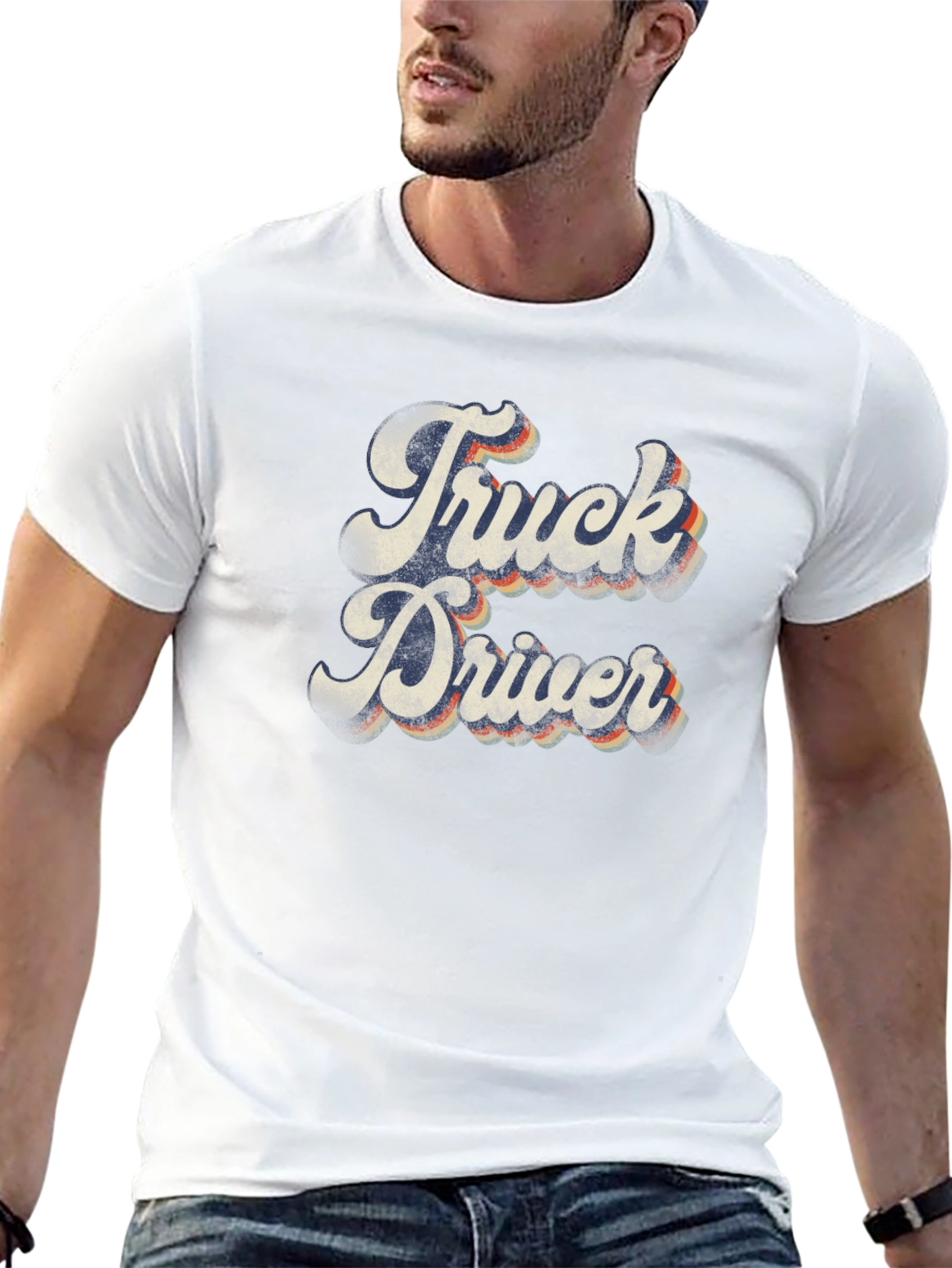 Retro Truck Driver Graphic Tee - Black