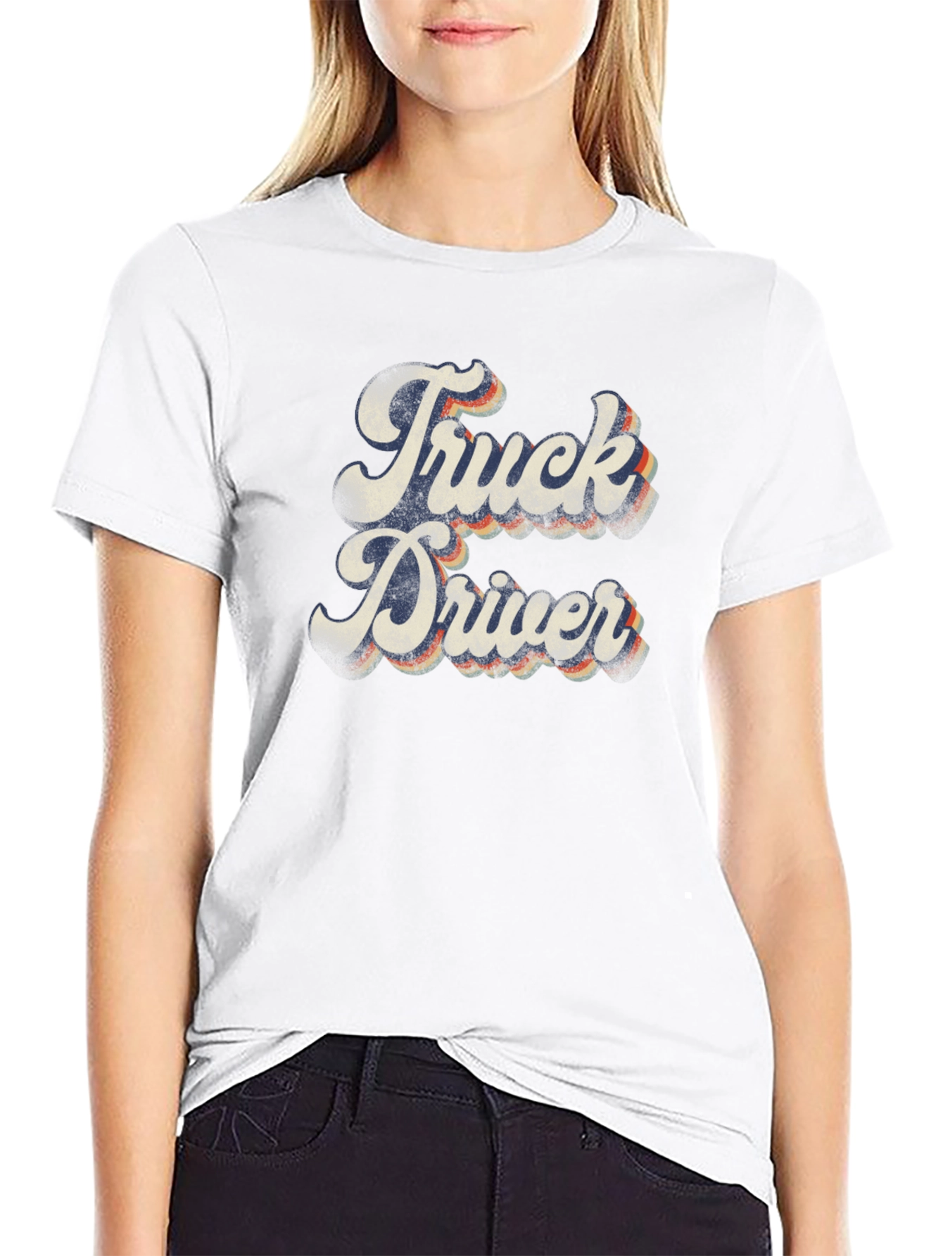 Retro Truck Driver Graphic Tee - Black