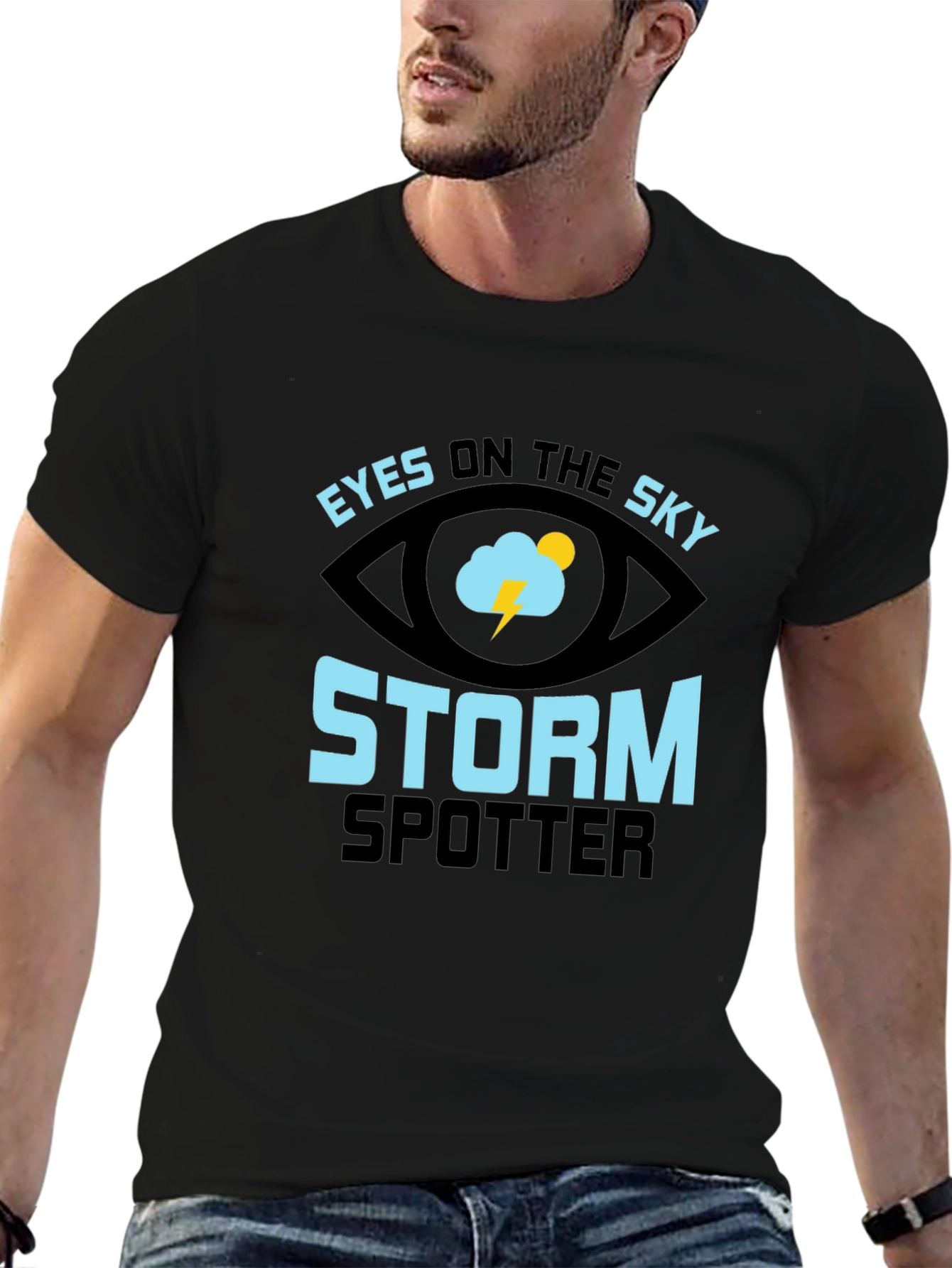 Eyes On The Sky Storm Spotter Black T-Shirt