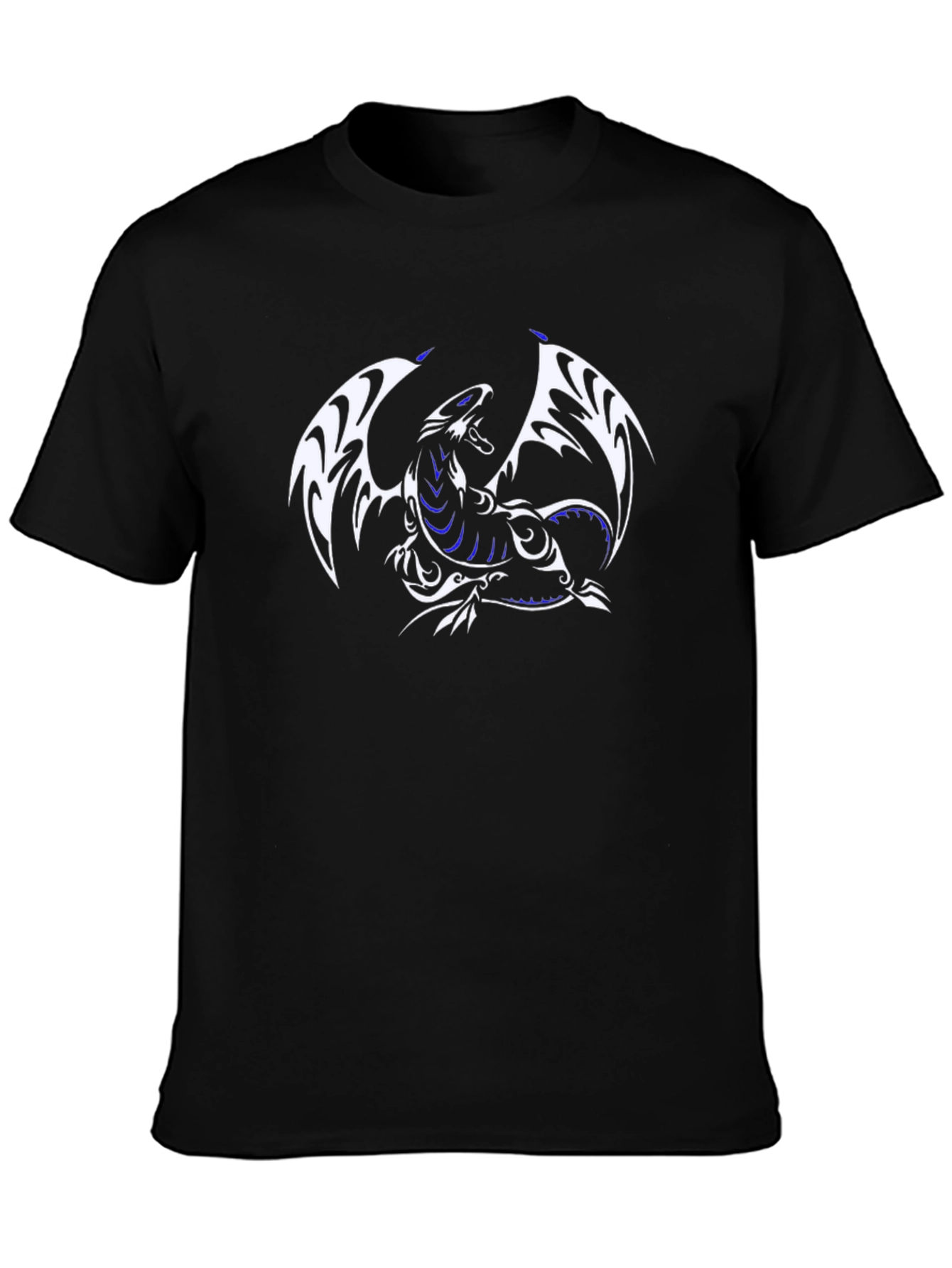 Dragon Graphic Tee - Black Cotton Blend Casual Wear