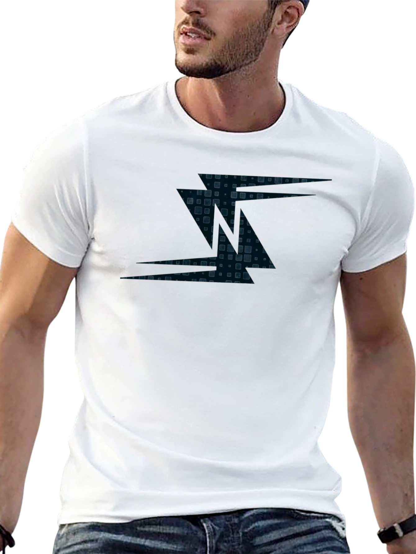 Modern Geometric Print Mens Black T-Shirt